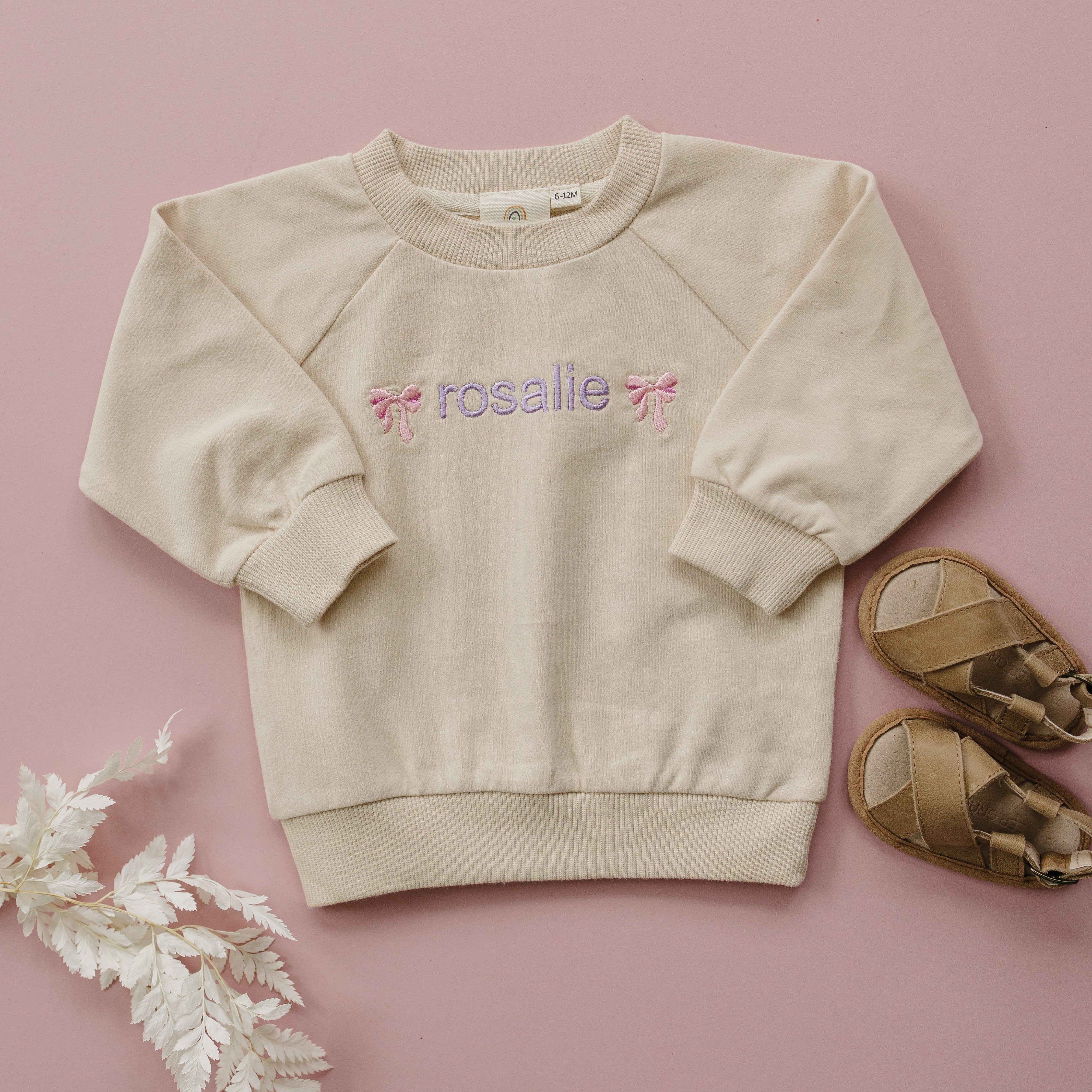 Custom Embroidered Organic Cotton Jogger Set - Cream