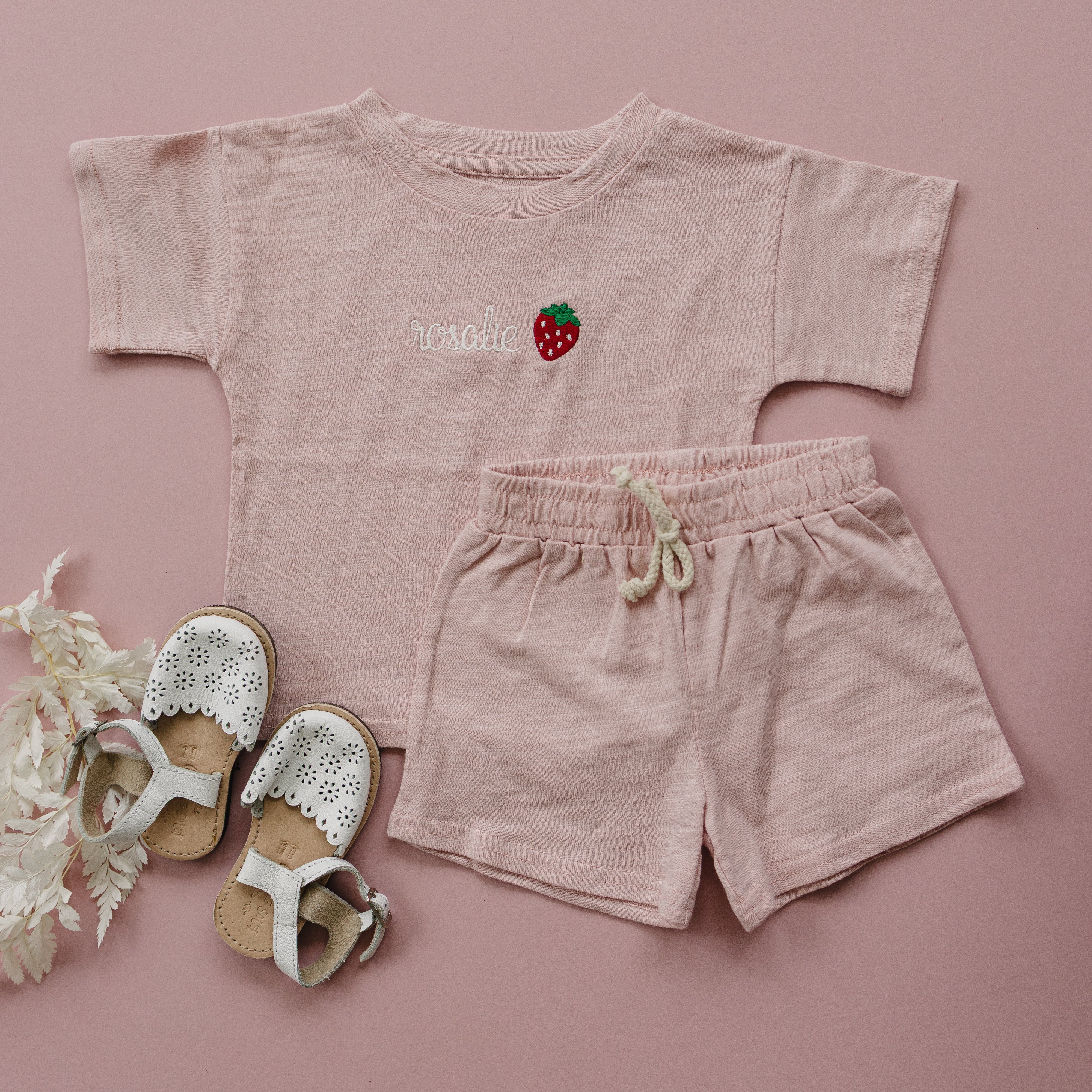 Custom Embroidered Organic Cotton Shorts Set - more colors