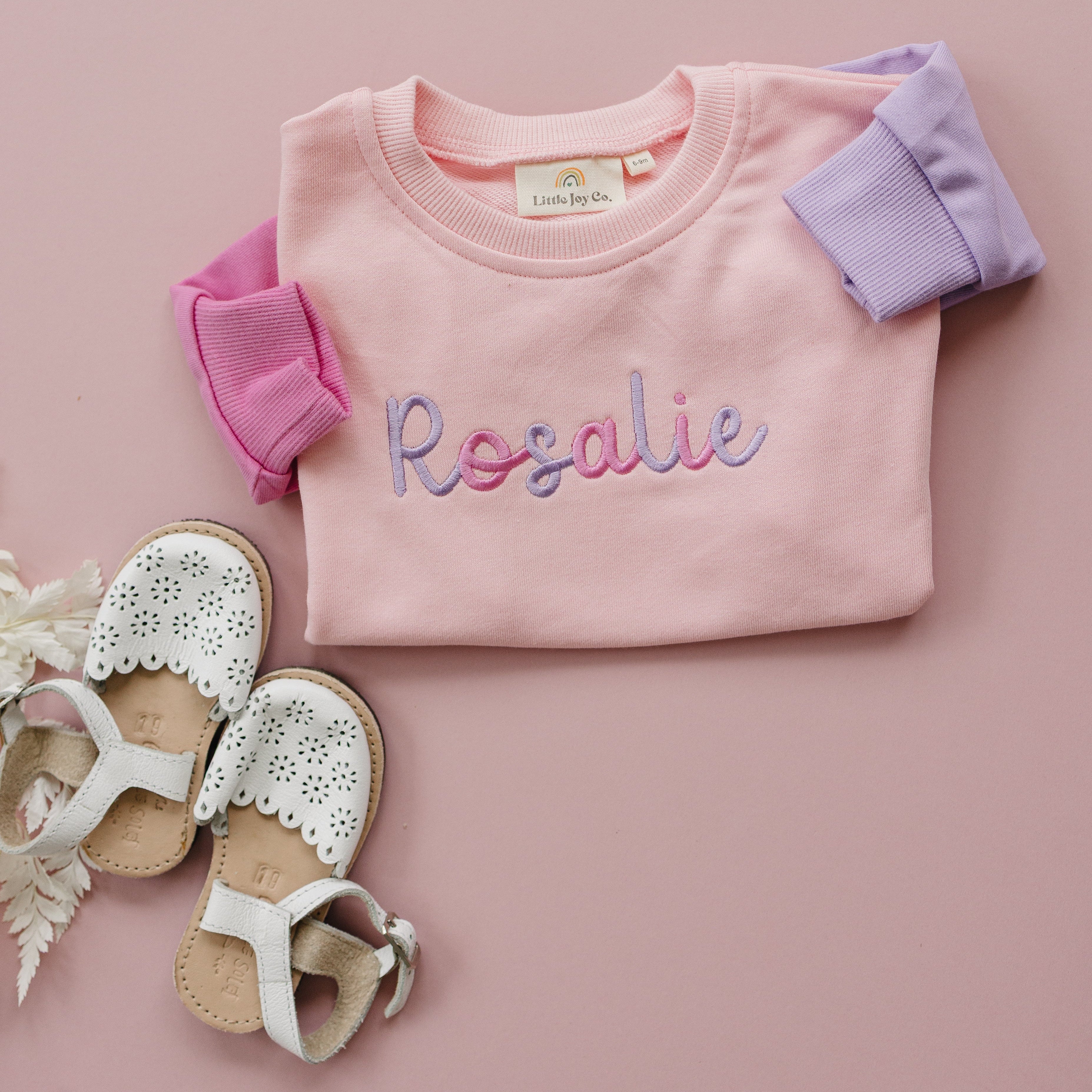 Custom Embroidered Colorblock Crewneck Sweatshirt or Sweatshirt Romper