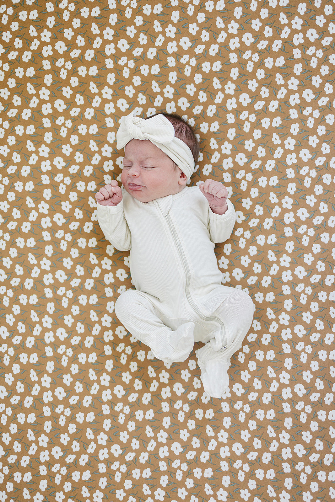 Cream Ribbed Bamboo Zipper  Mebie Baby