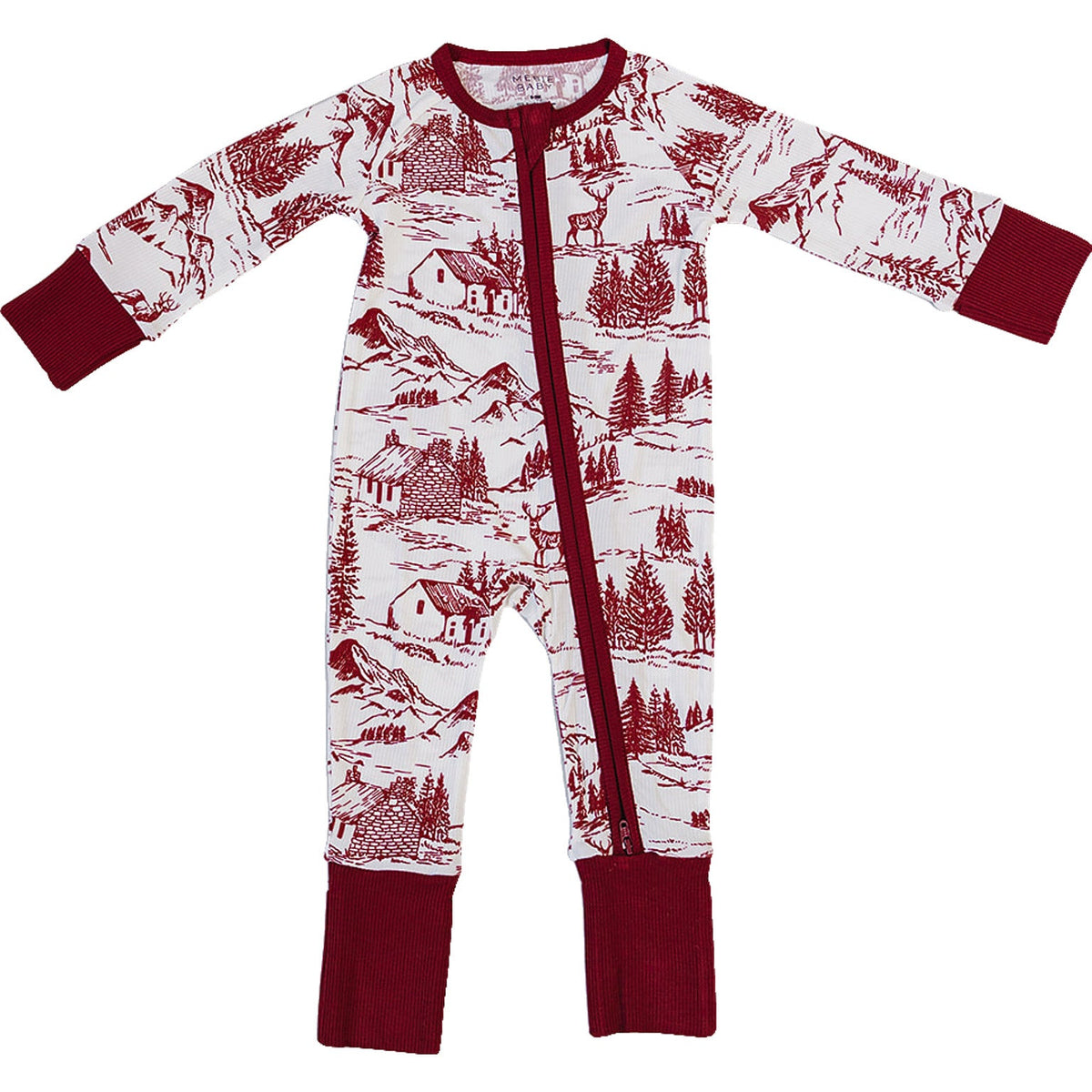 Holiday Toile Ribbed Bamboo Zipper