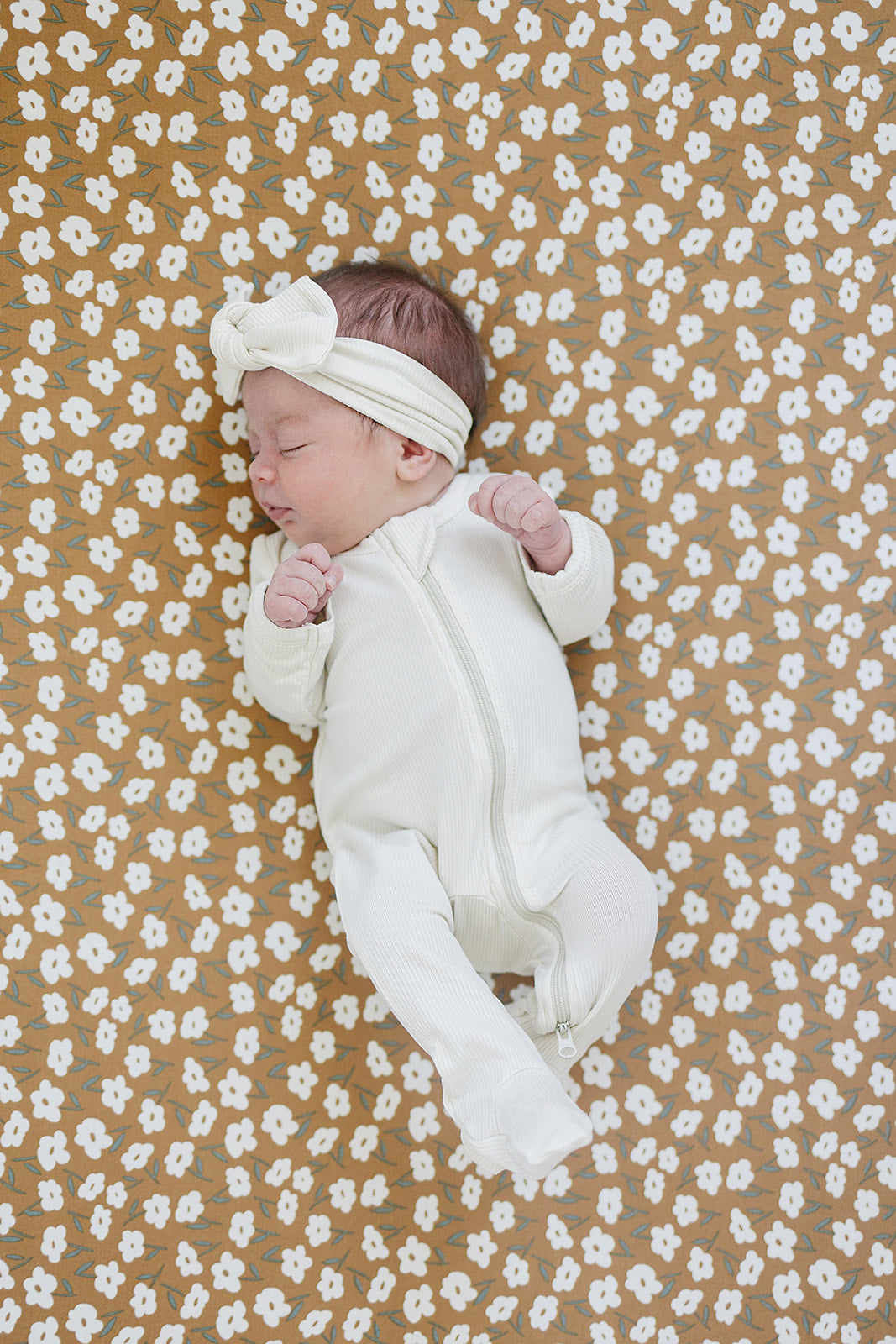 Cream Ribbed Bamboo Zipper  Mebie Baby