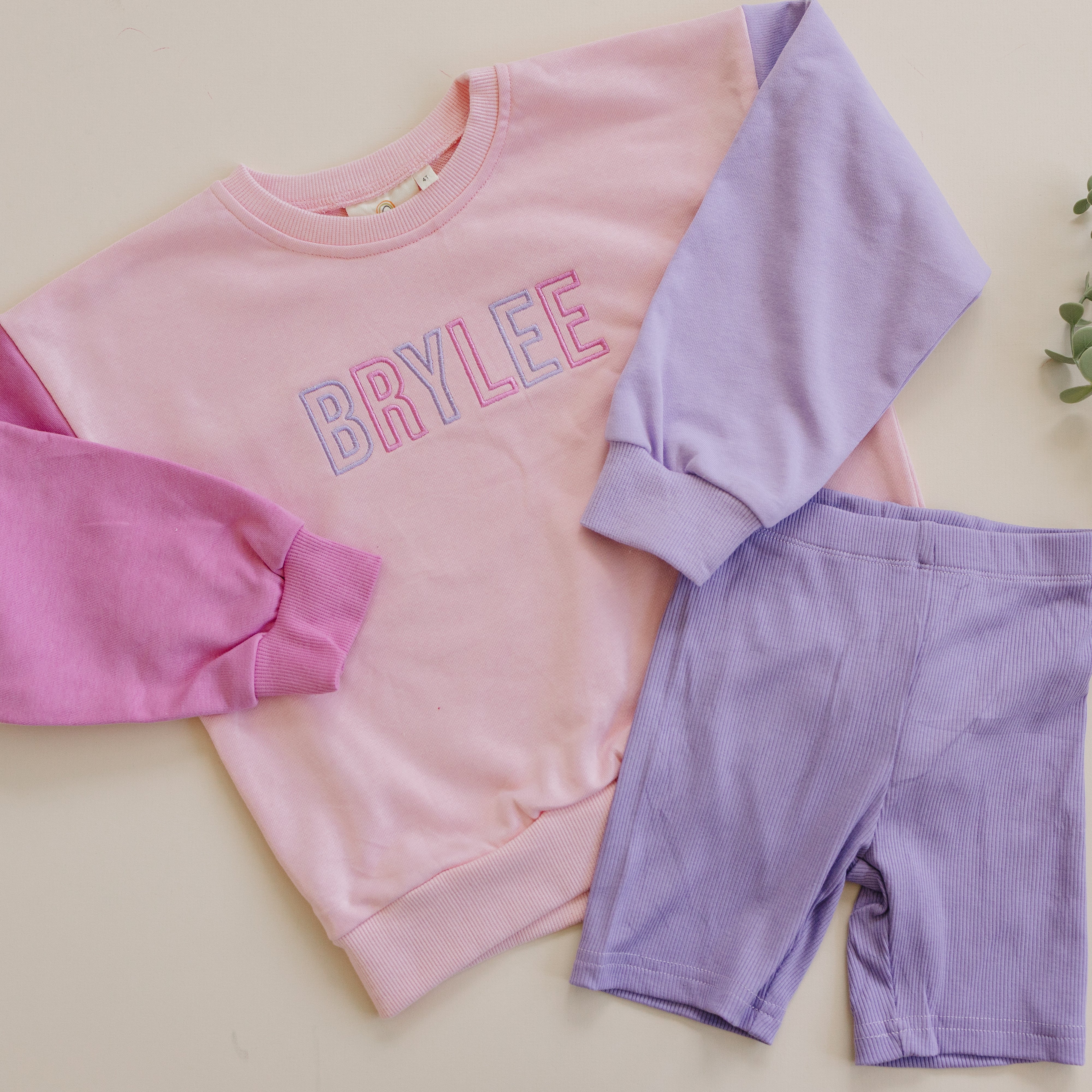 Custom Embroidered Colorblock Sweatshirt Romper