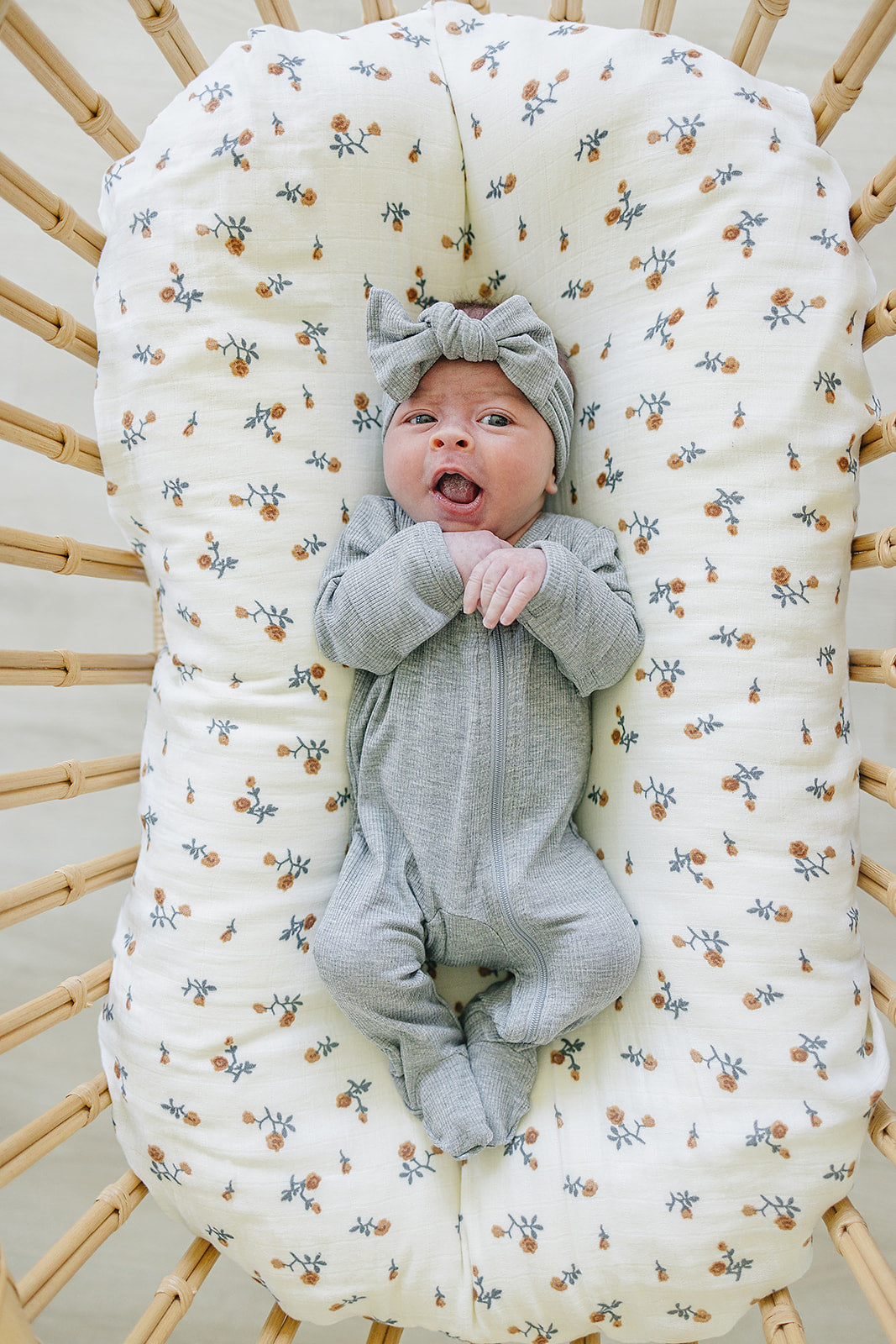 Heather Grey Ribbed Bamboo Zipper  Mebie Baby