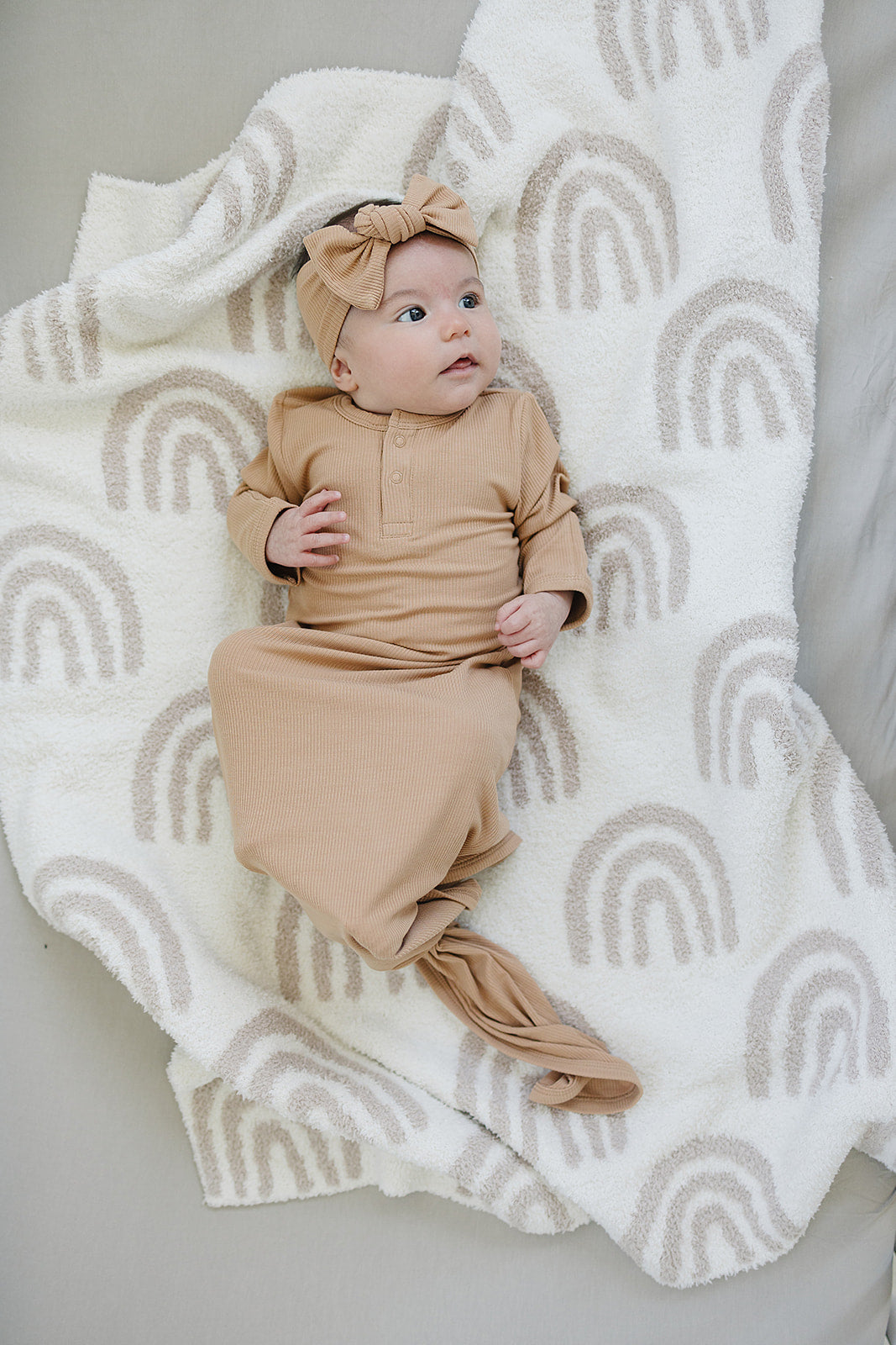 Latte Ribbed Bamboo Head Wrap  Mebie Baby