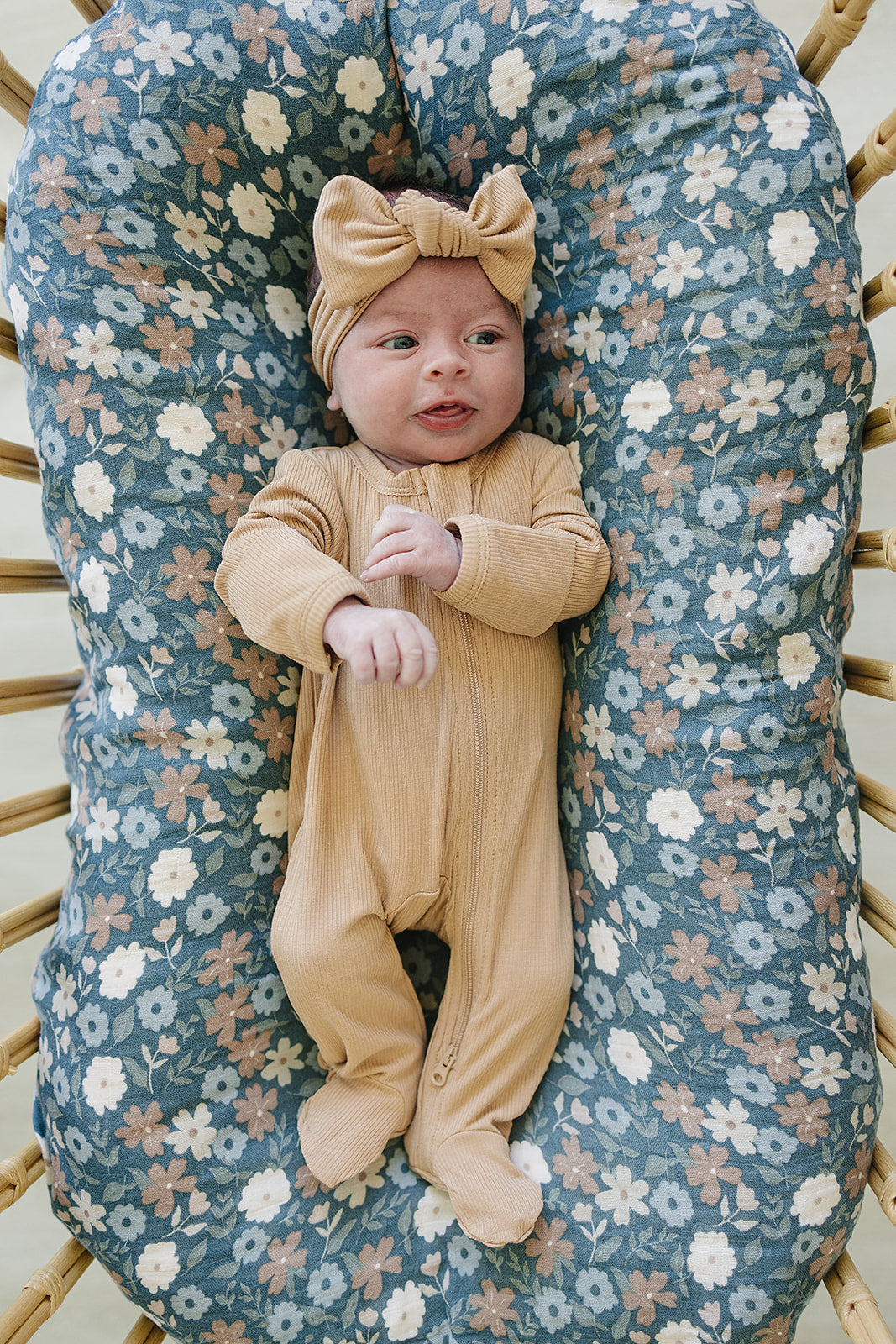 Latte Ribbed Bamboo Zipper Mebie Baby