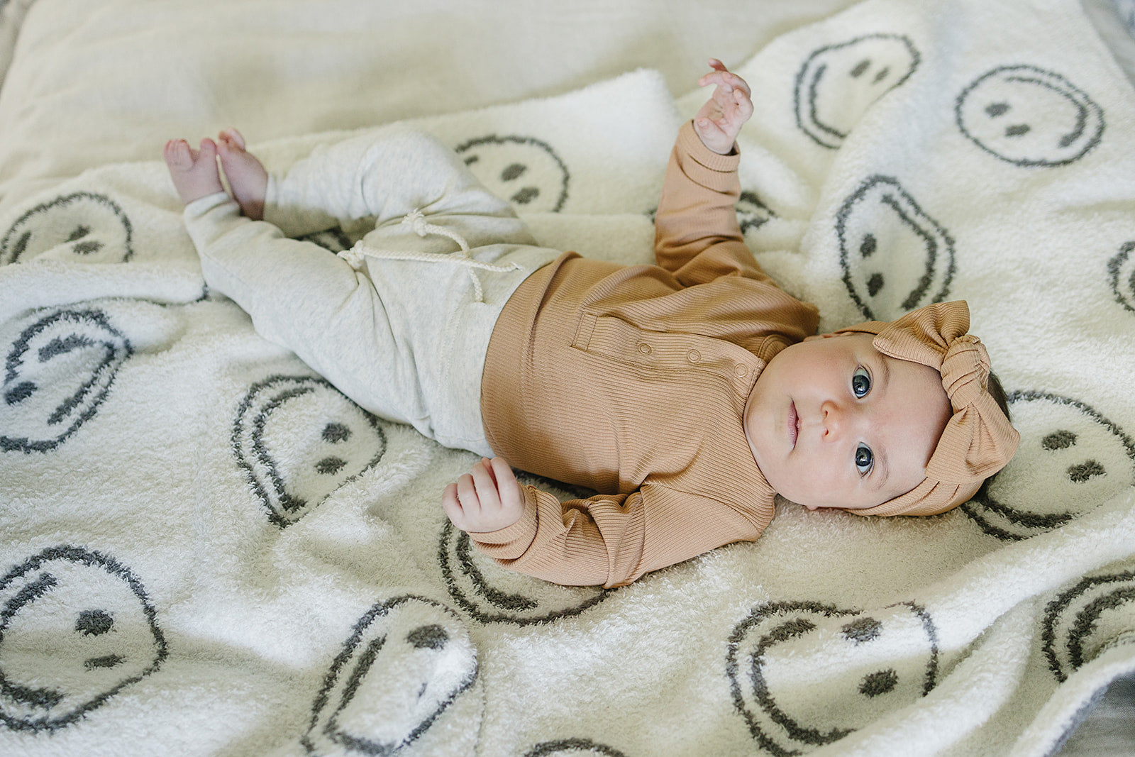 Latte Bamboo Snap Long Sleeve Ribbed Bodysuit Mebie Baby
