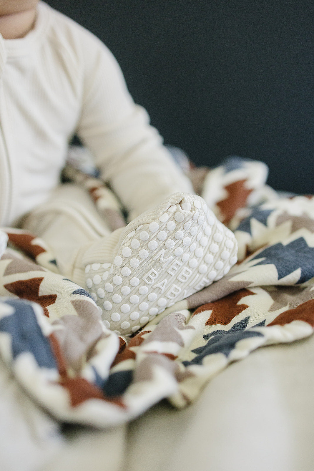 Cream Ribbed Bamboo Zipper  Mebie Baby