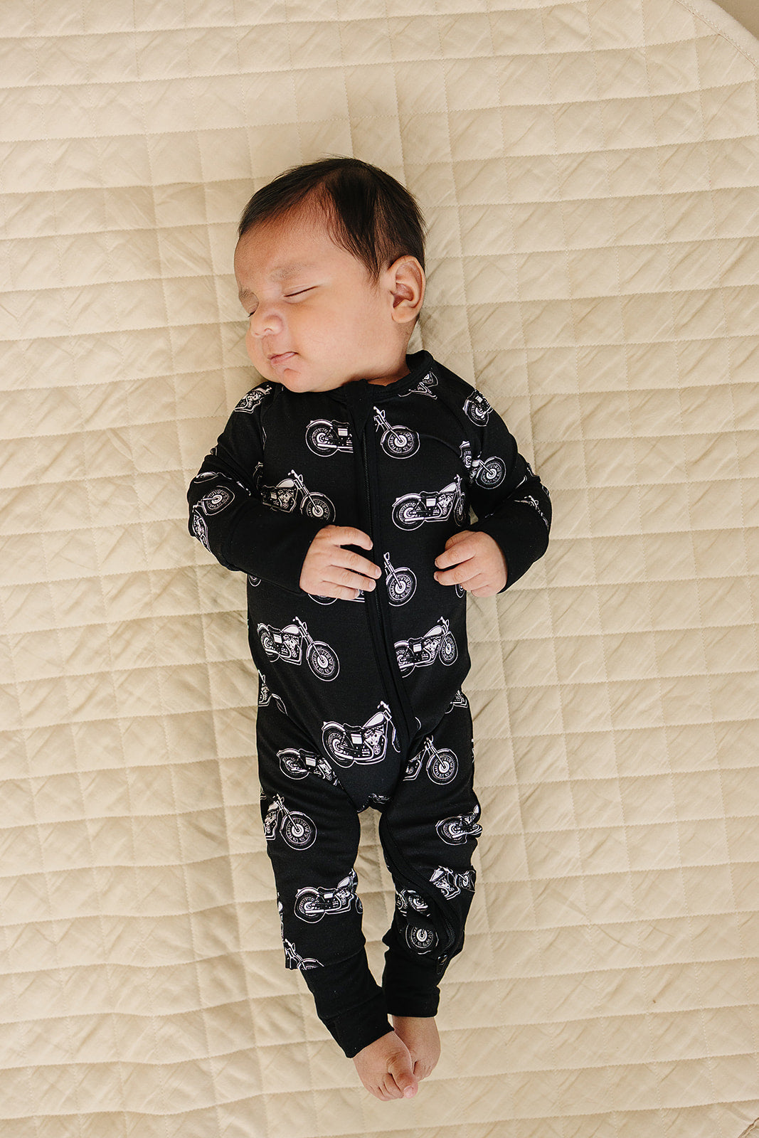 Bamboo Zip Romper | Born to Ride Black