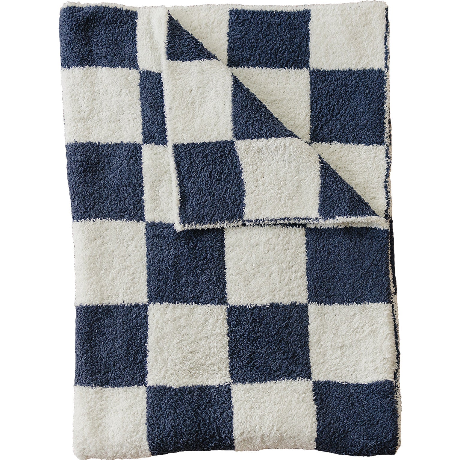 Navy Checkered Plush Blanket Mebie Baby