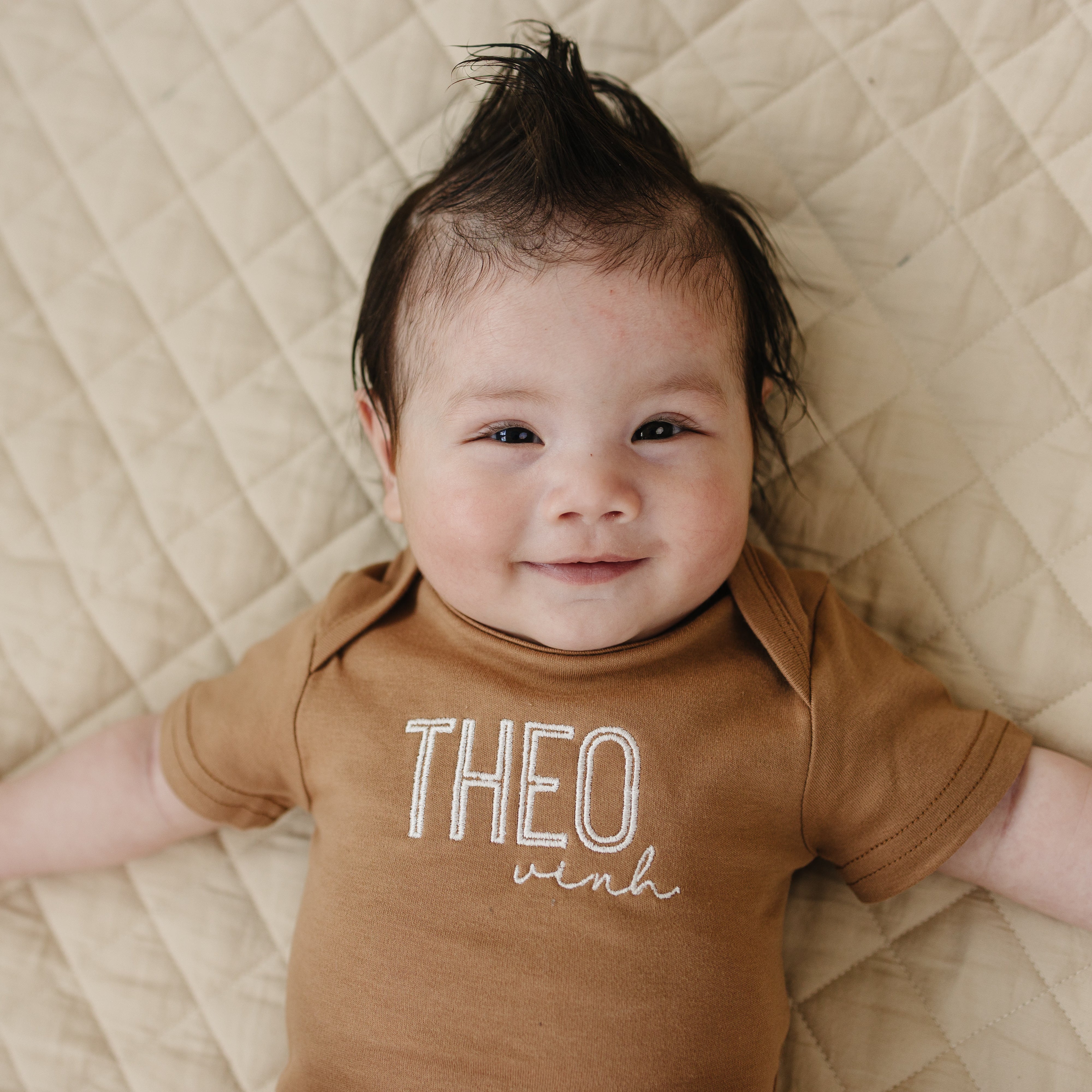 Custom Embroidered Organic Cotton Bodysuit or T-Shirt Romper - more colors