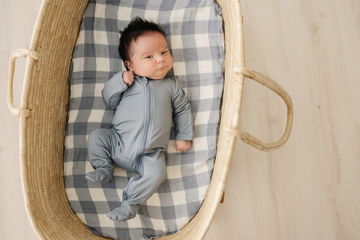 Dusty Blue Bamboo Footed Zipper