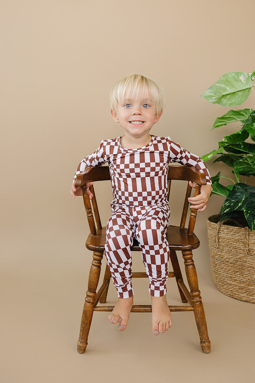 Bamboo Two Piece Set | Chocolate Checkered
