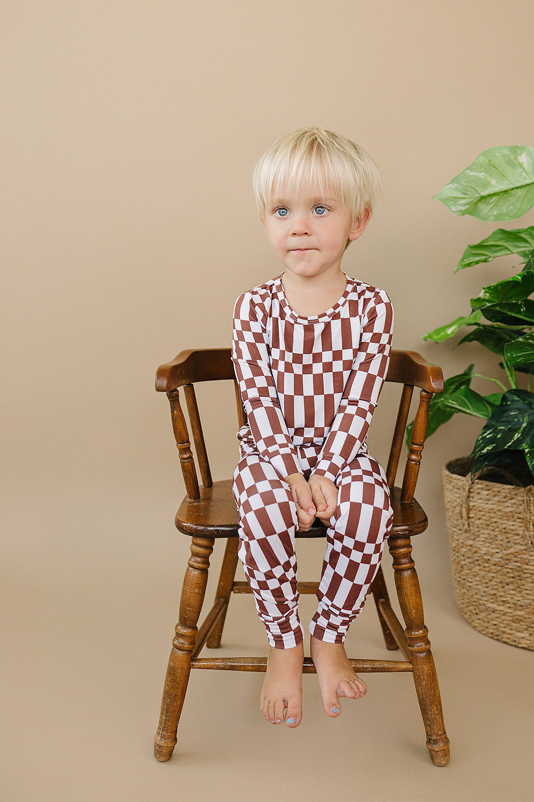 Bamboo Two Piece Set | Chocolate Checkered