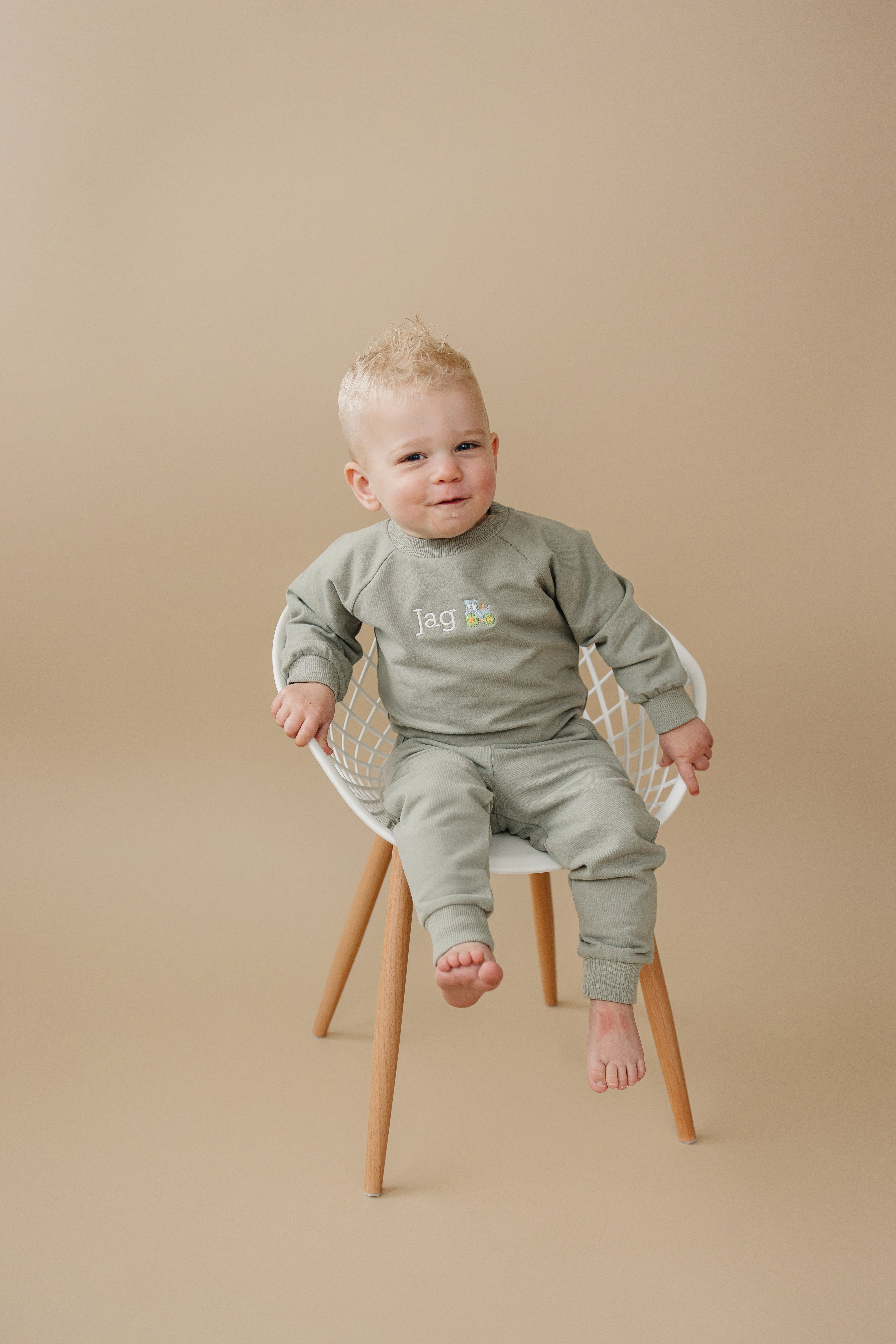 Custom Embroidered Organic Cotton Jogger Set - Tractor Design