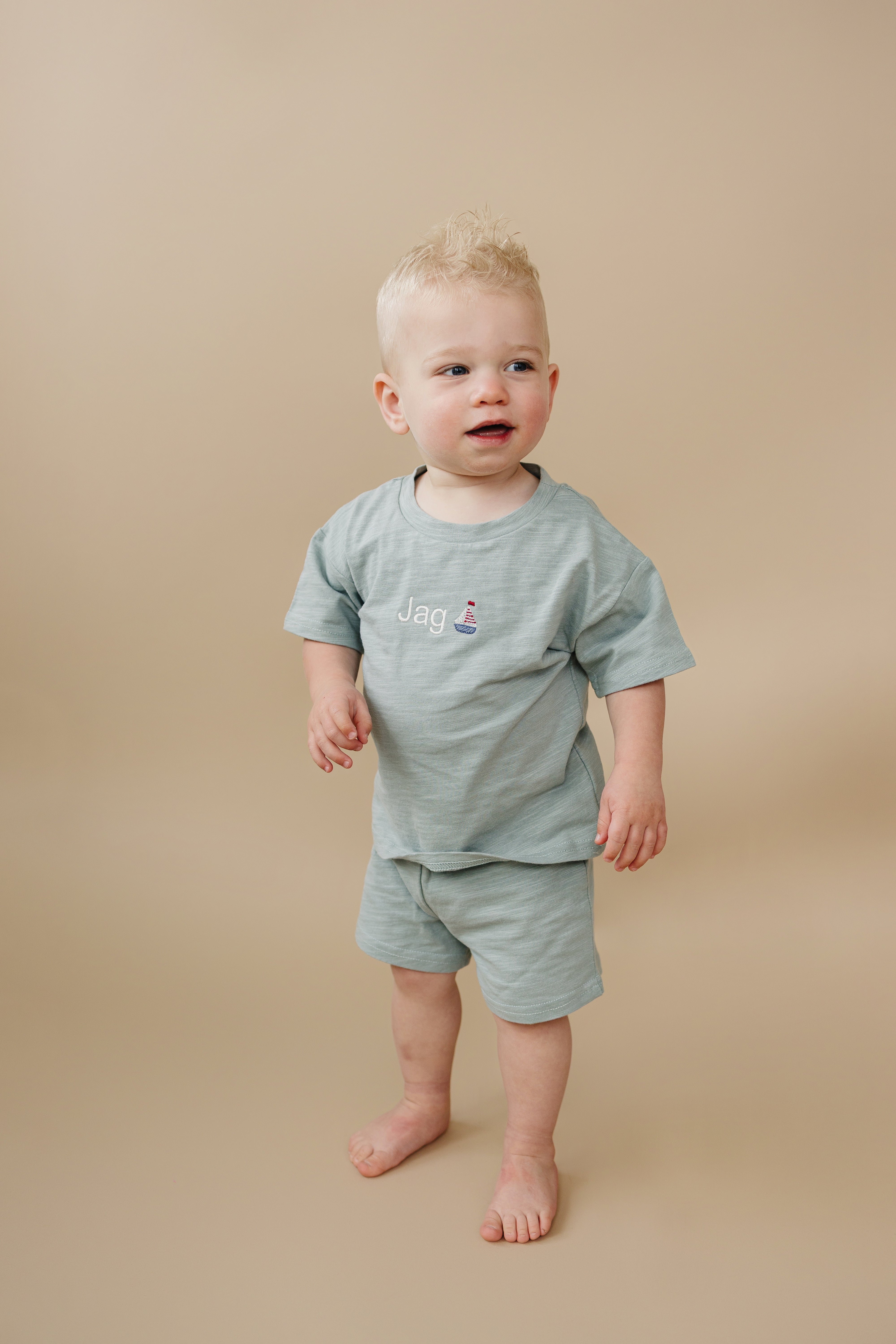 Custom Embroidered Organic Cotton Shorts Set - more colors