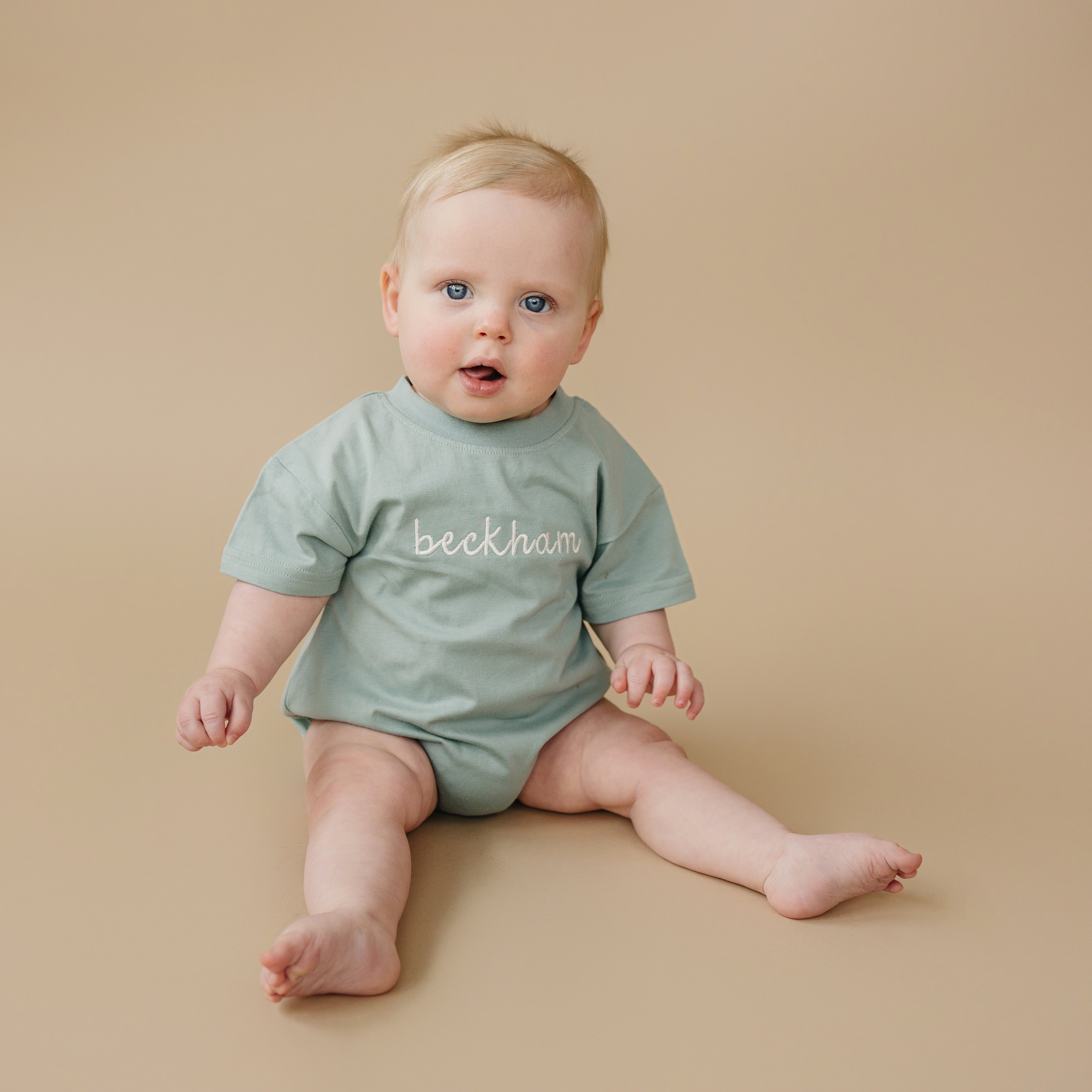 Custom Embroidered Organic Cotton Bodysuit or T-Shirt Romper - more colors