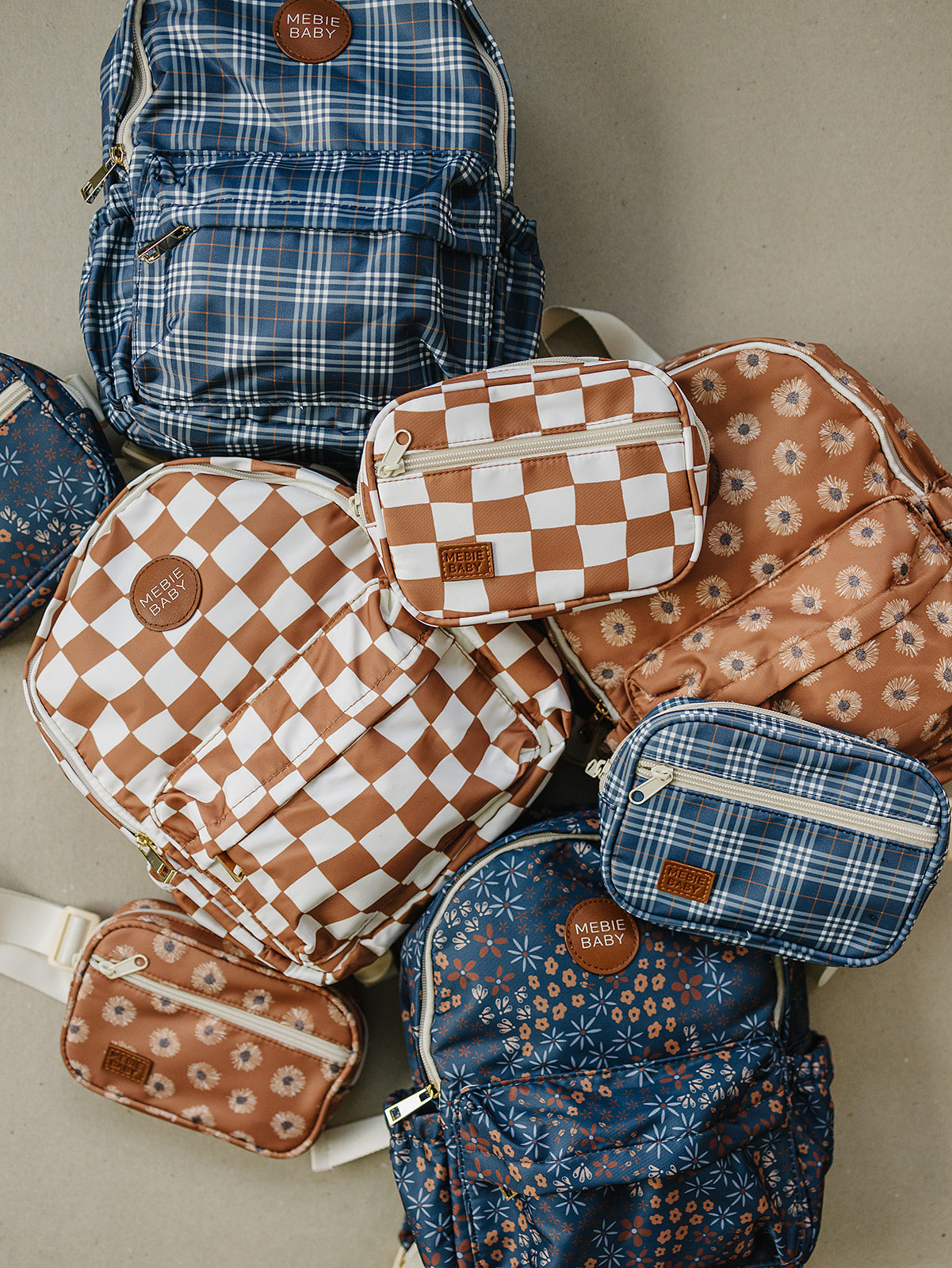 Rust Wavy Checkered Mini Backpack  Mebie Baby
