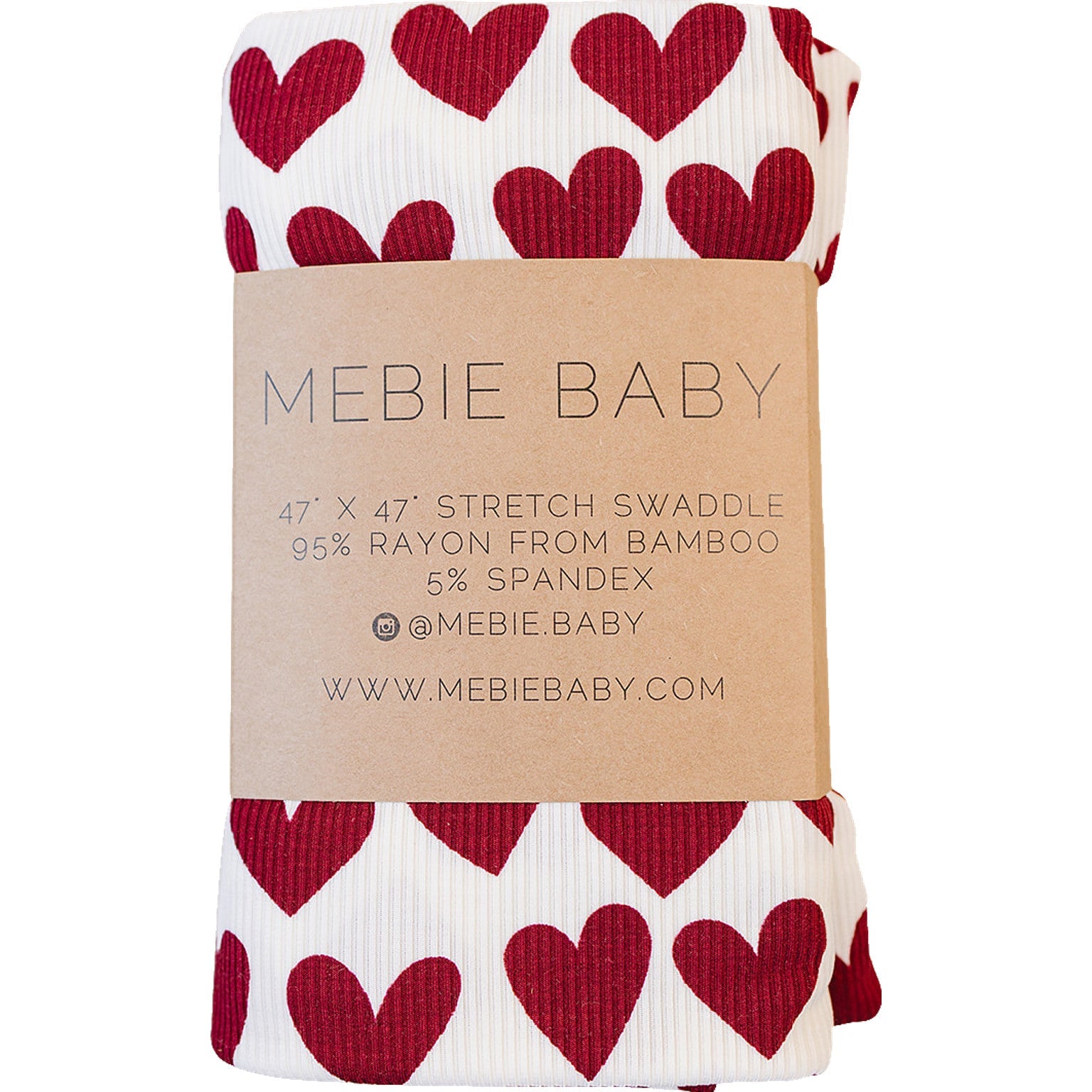 Hearts Ribbed Bamboo Stretch Swaddle