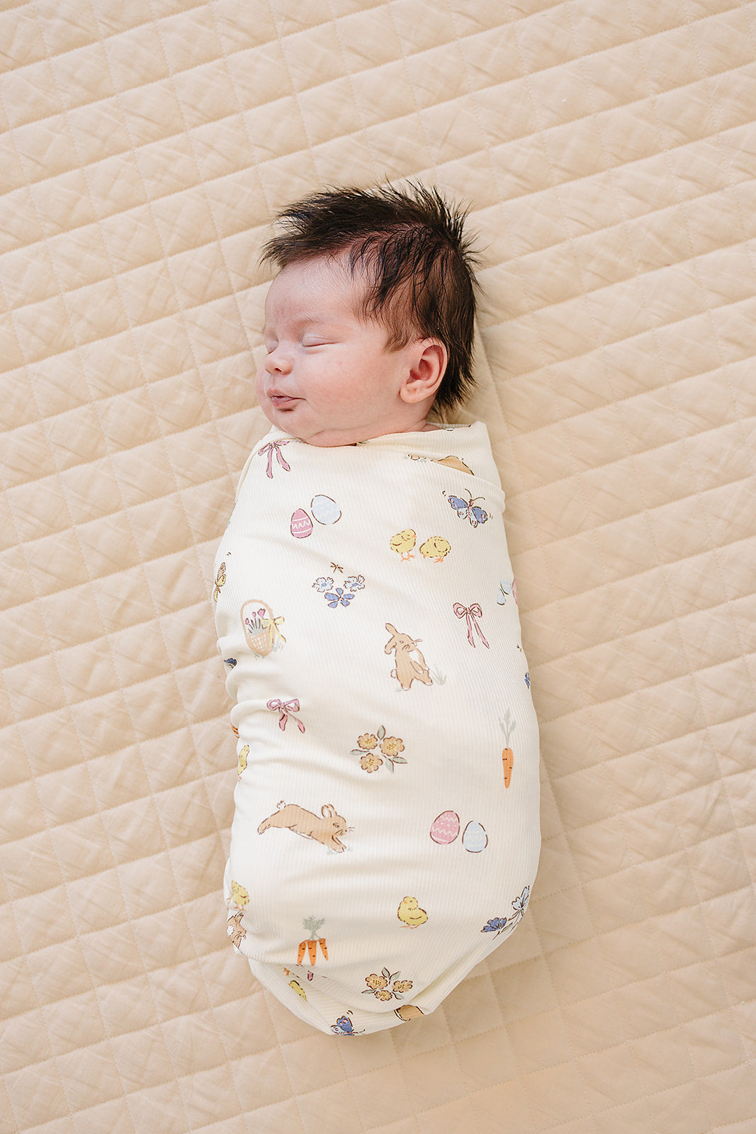 Pink Bunny Ribbed Bamboo Stretch Swaddle