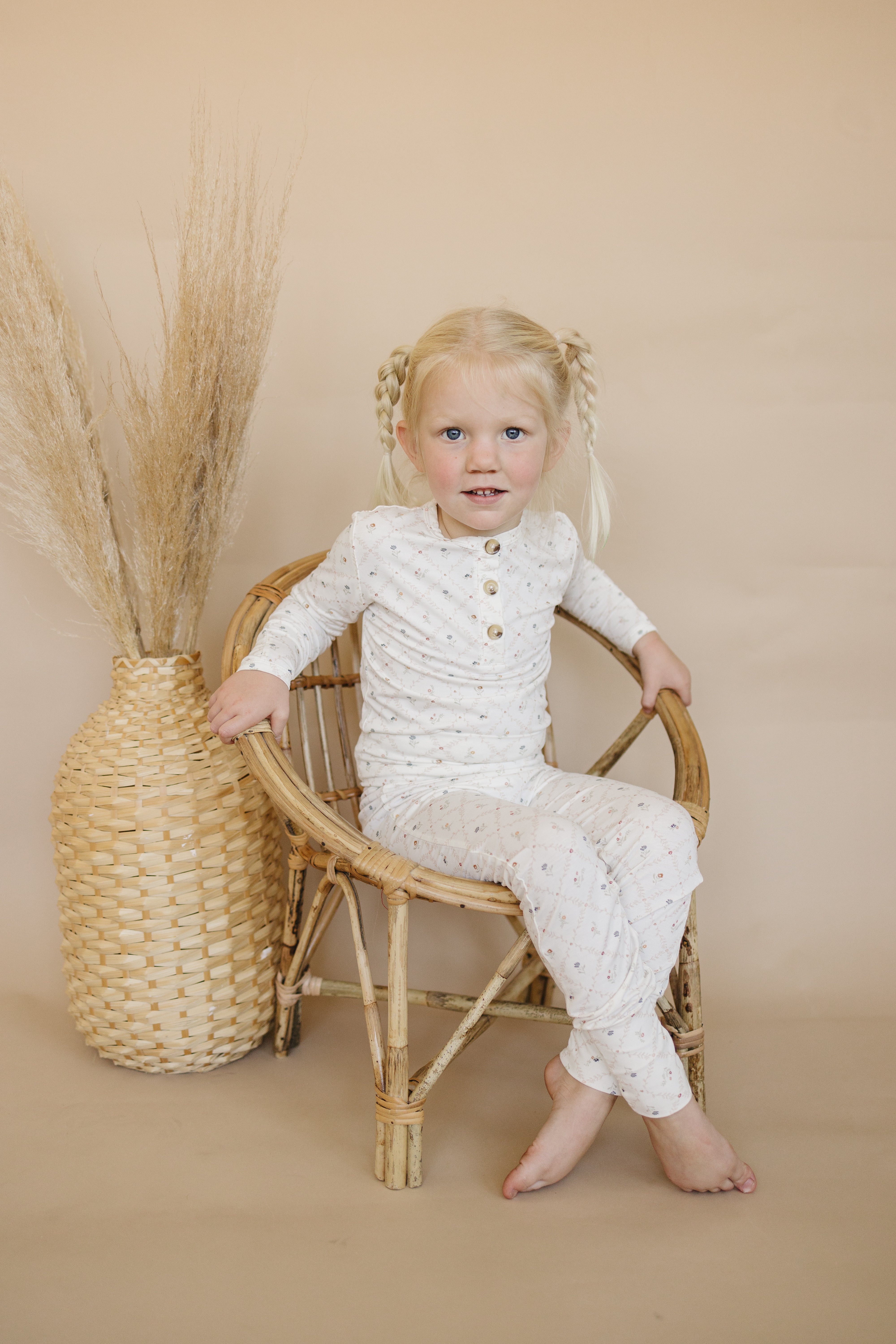 Vintage Blooms 2pc Henley Bamboo Pajamas - Sizes Newborn & Up!