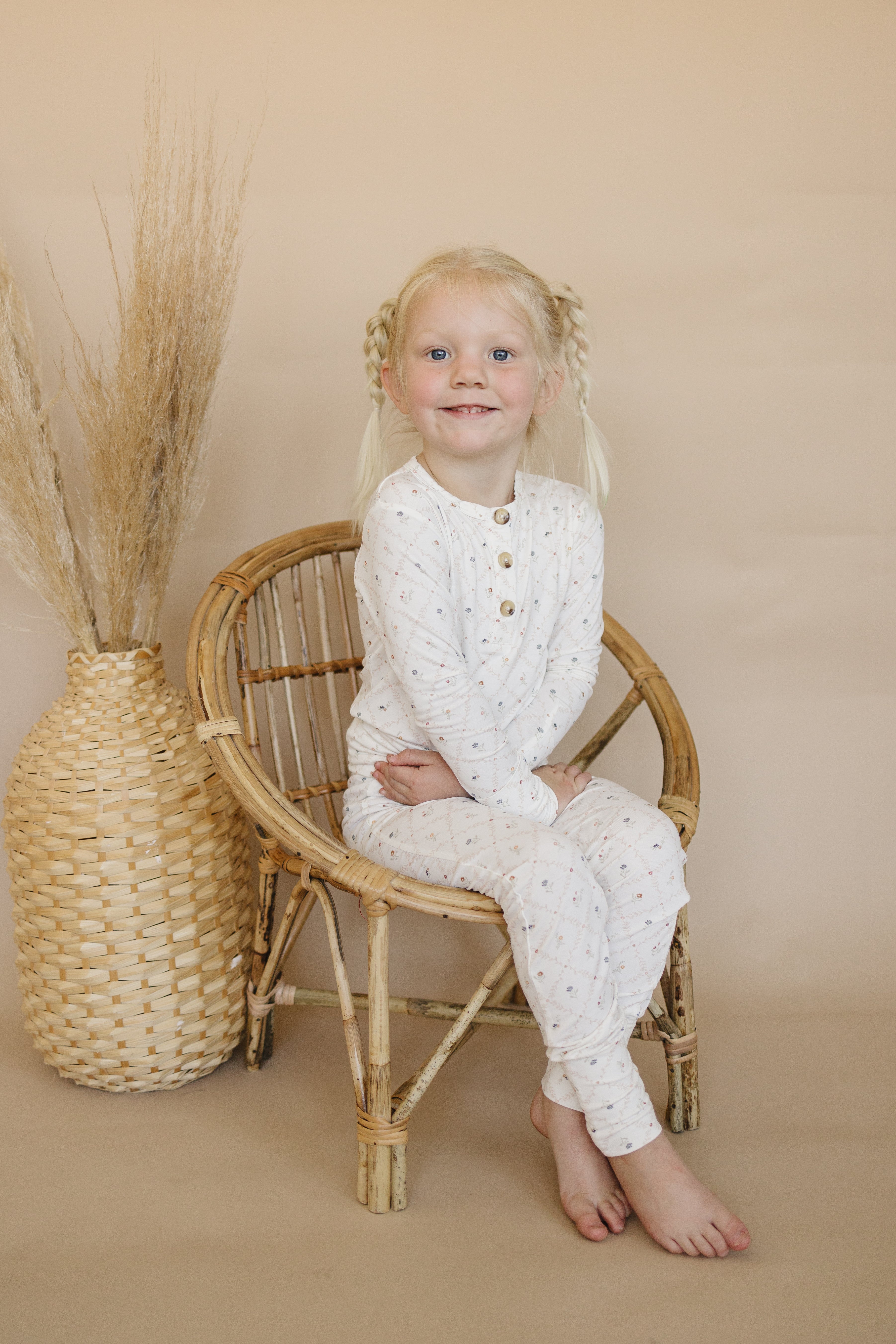 Vintage Blooms 2pc Henley Bamboo Pajamas - Sizes Newborn & Up!