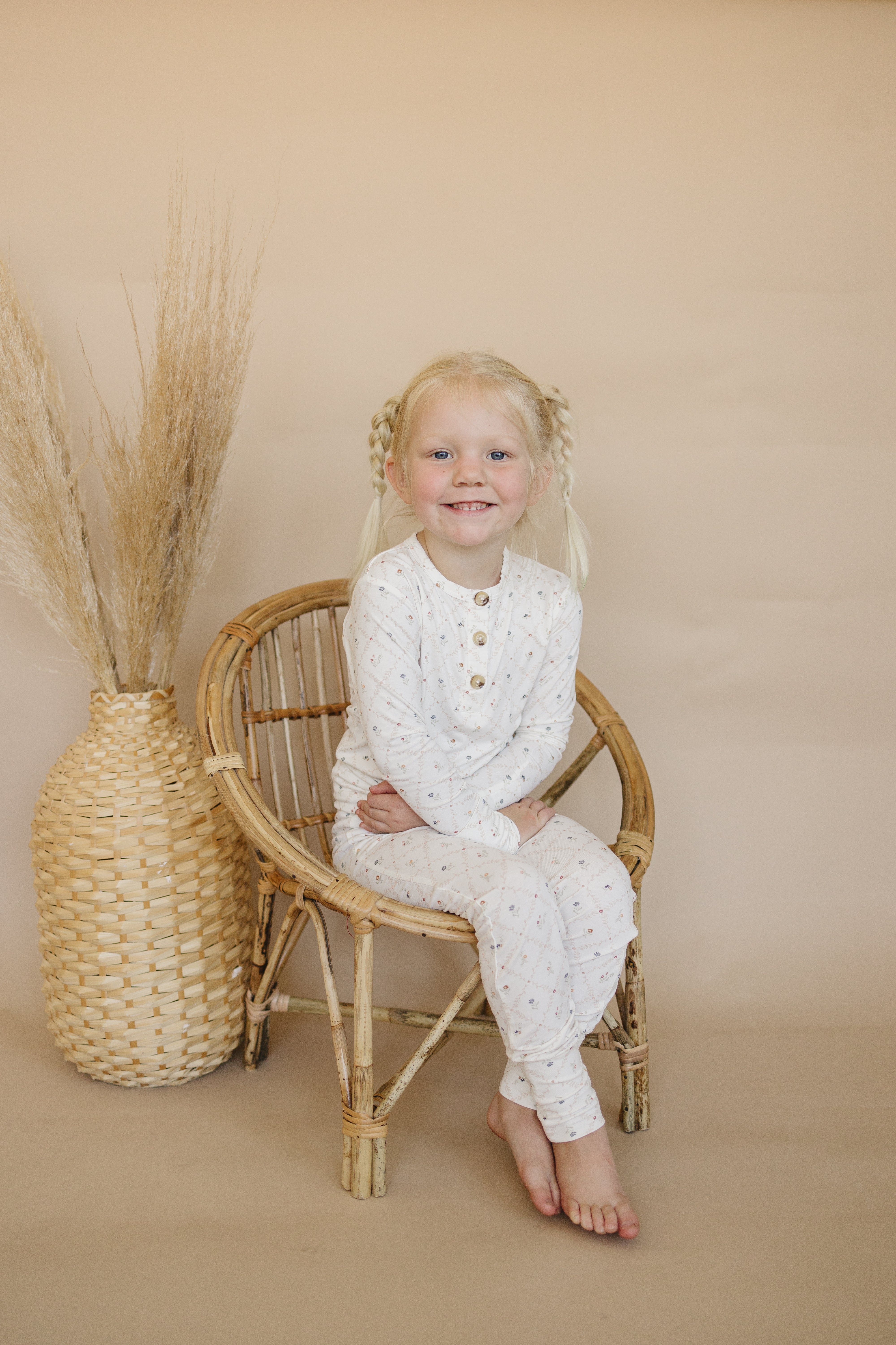 Vintage Blooms 2pc Henley Bamboo Pajamas - Sizes Newborn & Up!