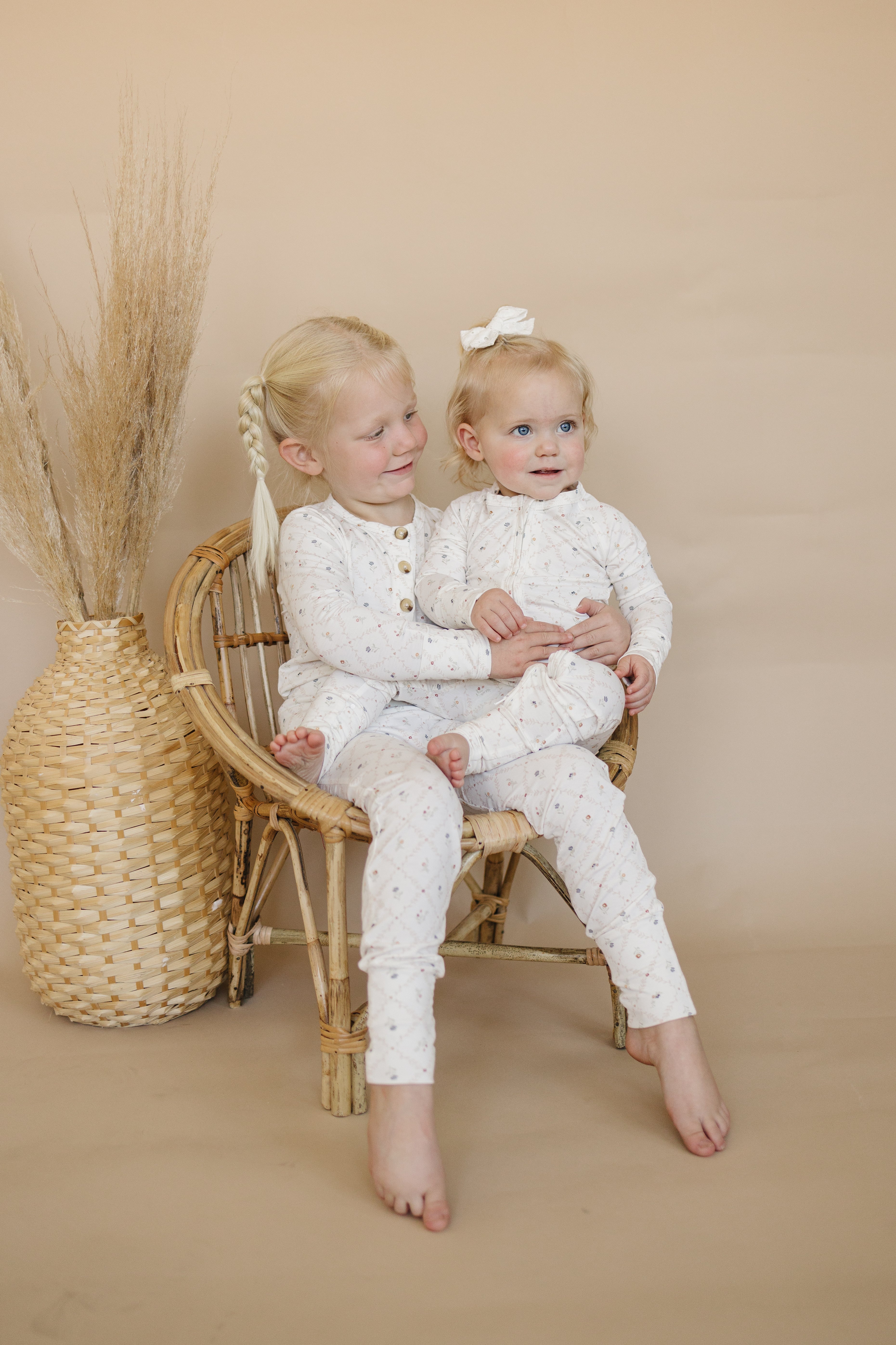 Vintage Blooms 2pc Henley Bamboo Pajamas - Sizes Newborn & Up!