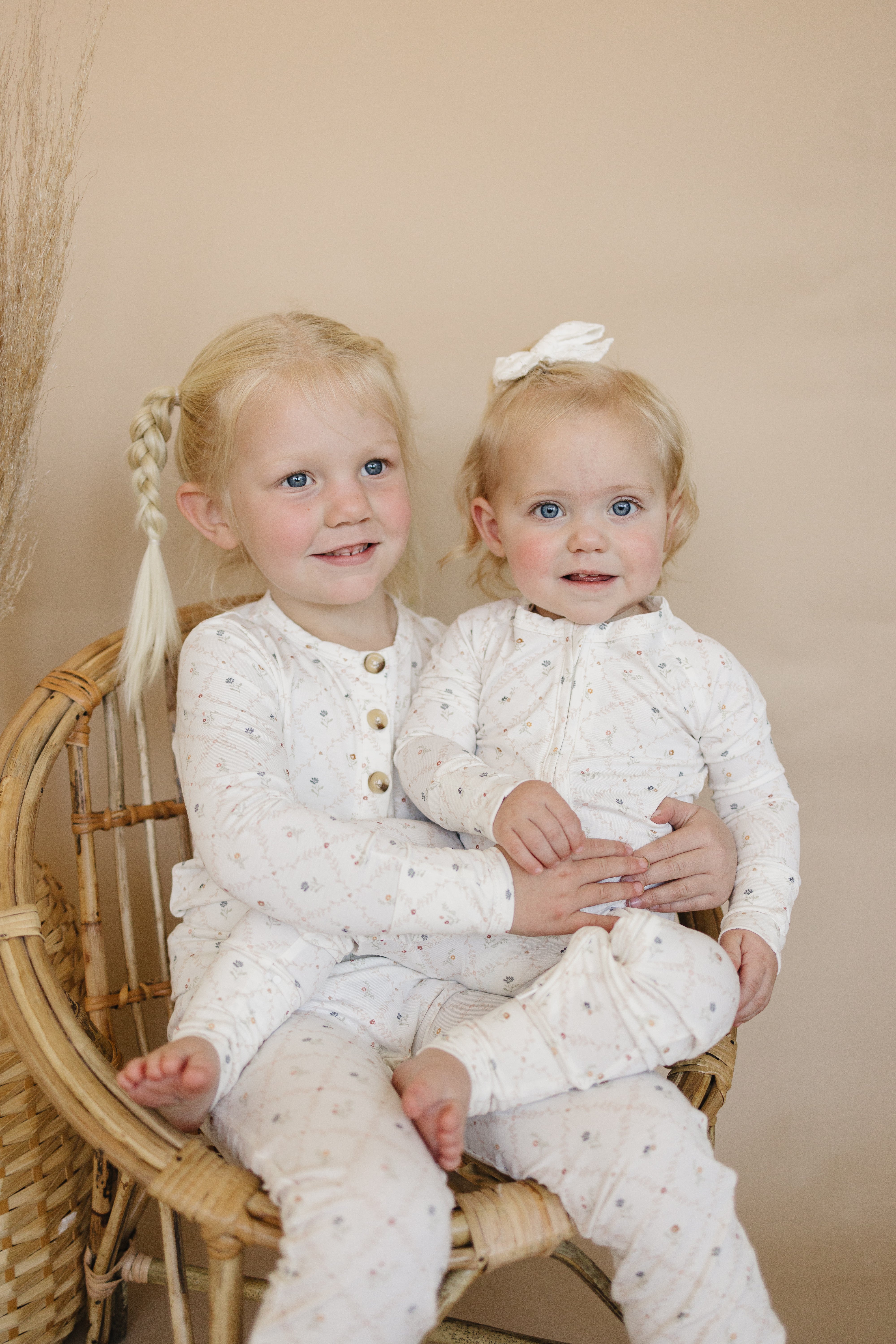 Vintage Blooms 2pc Henley Bamboo Pajamas - Sizes Newborn & Up!