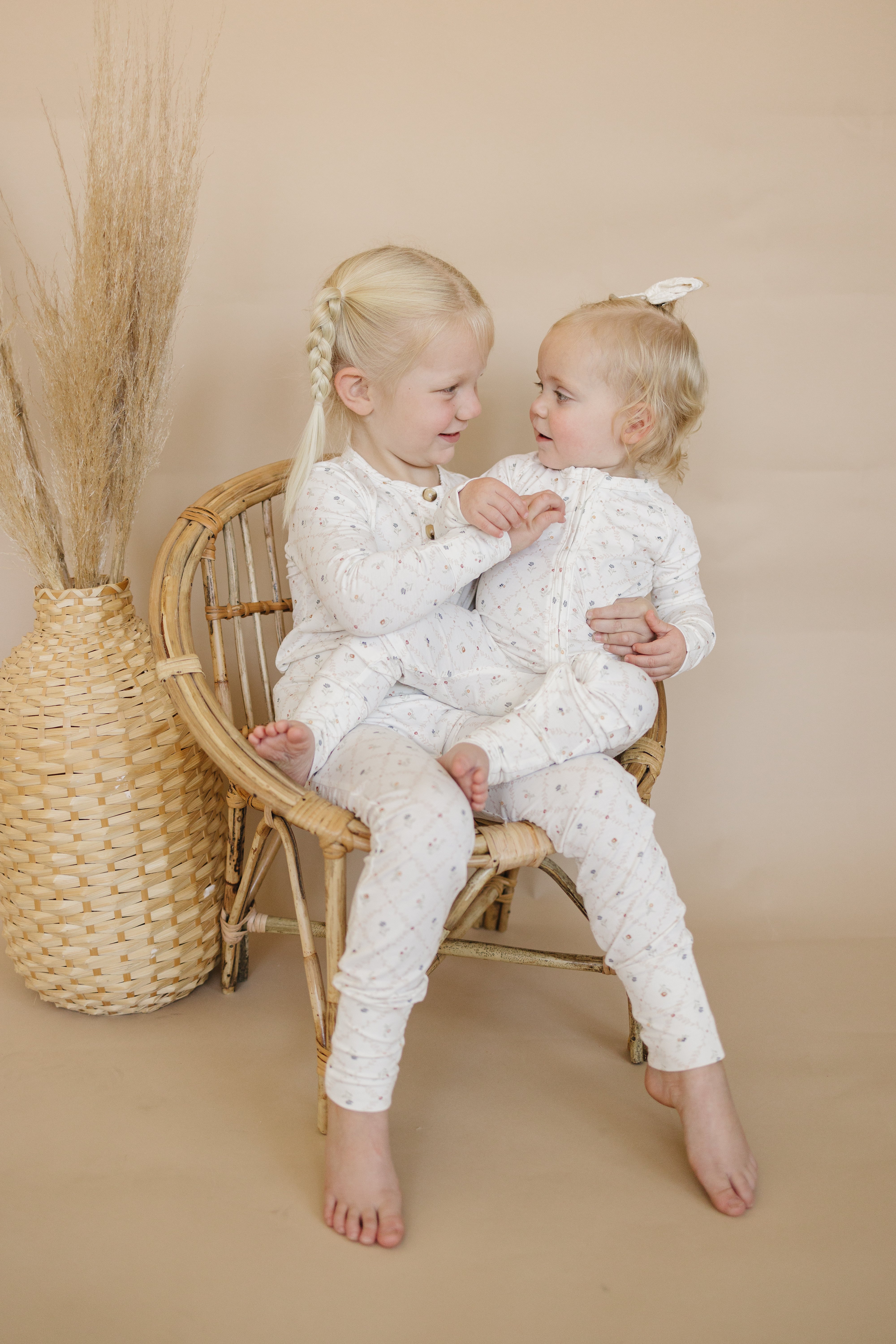 Vintage Blooms 2pc Henley Bamboo Pajamas - Sizes Newborn & Up!