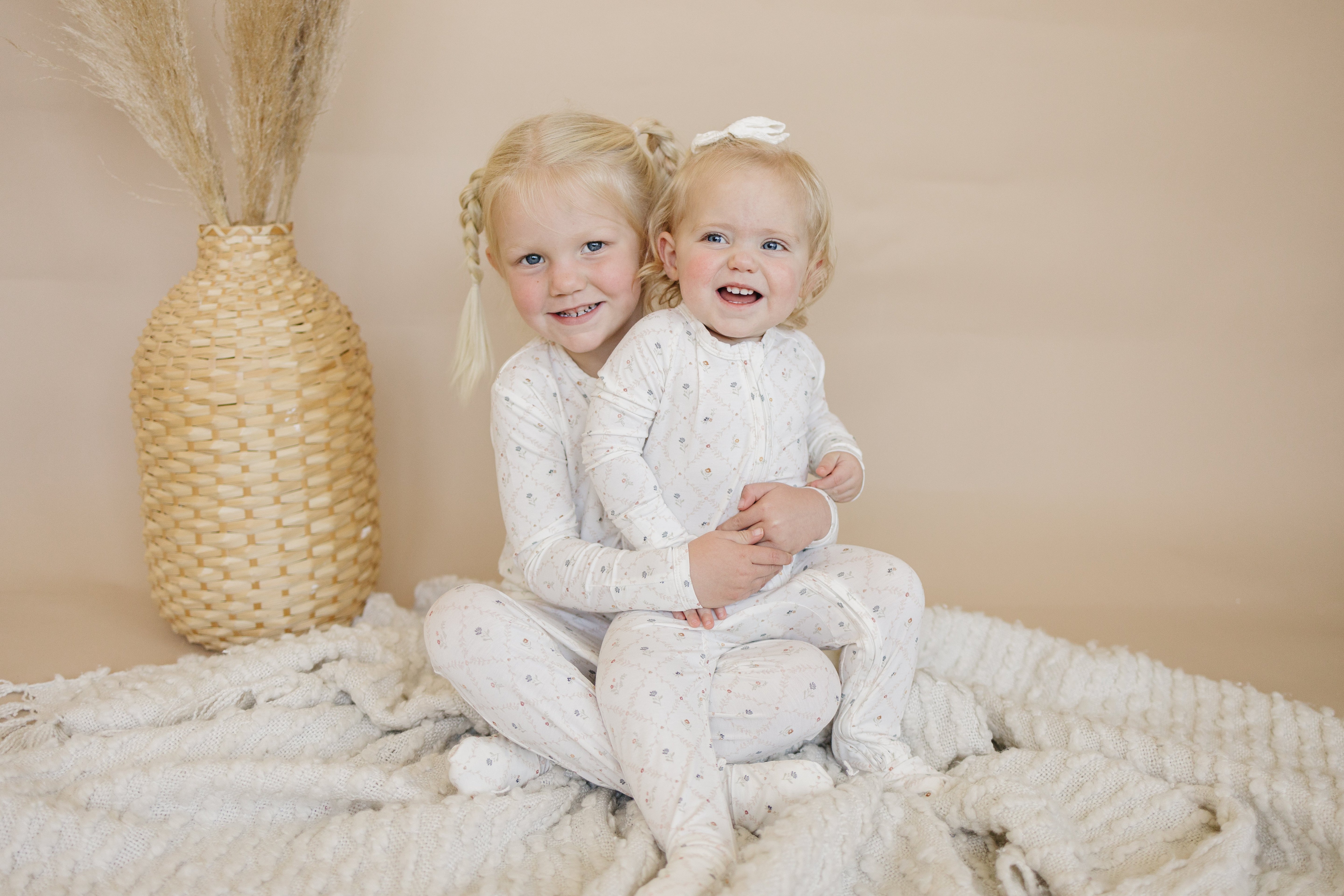 Vintage Blooms 2pc Henley Bamboo Pajamas - Sizes Newborn & Up!