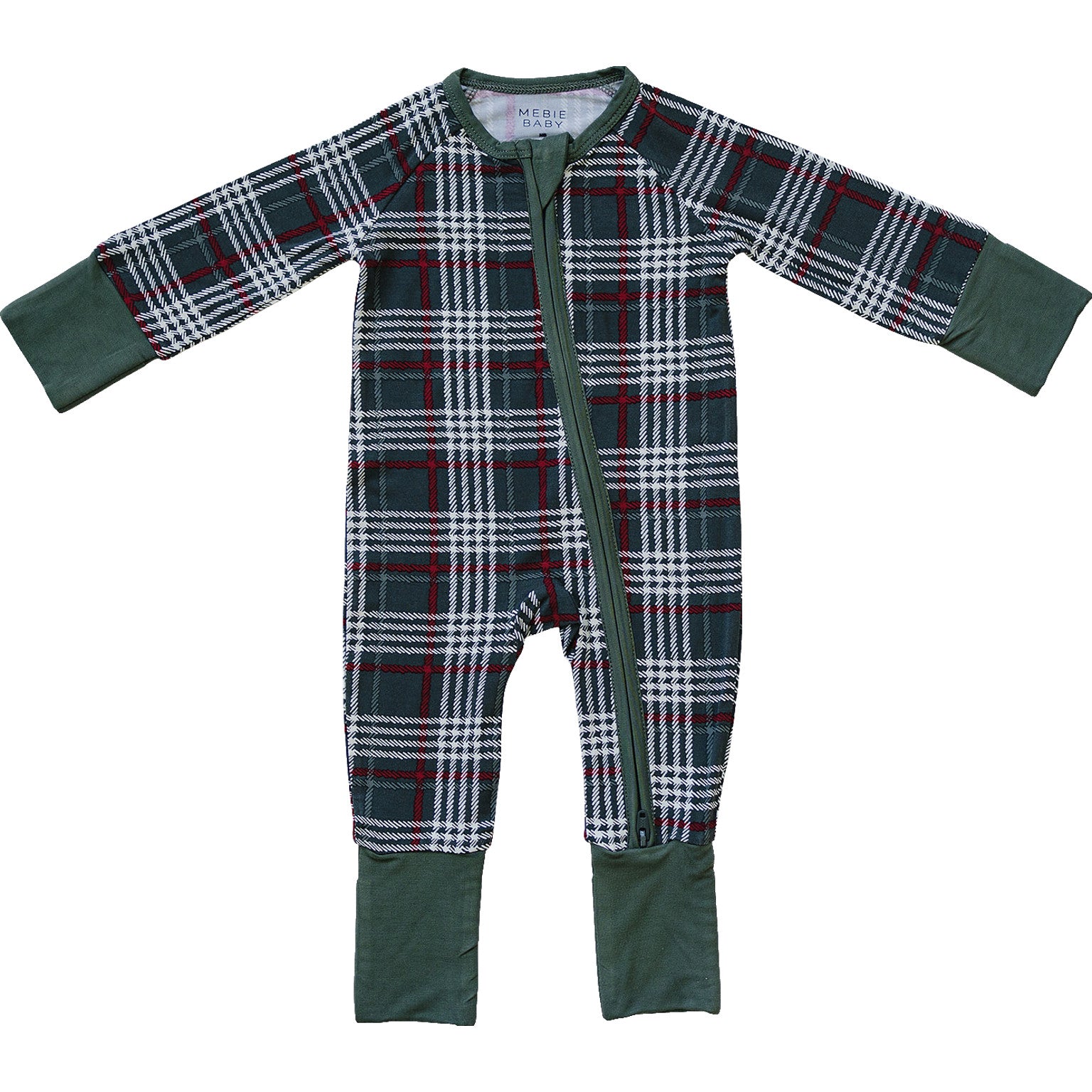 Green Plaid Bamboo Zipper  Mebie Baby