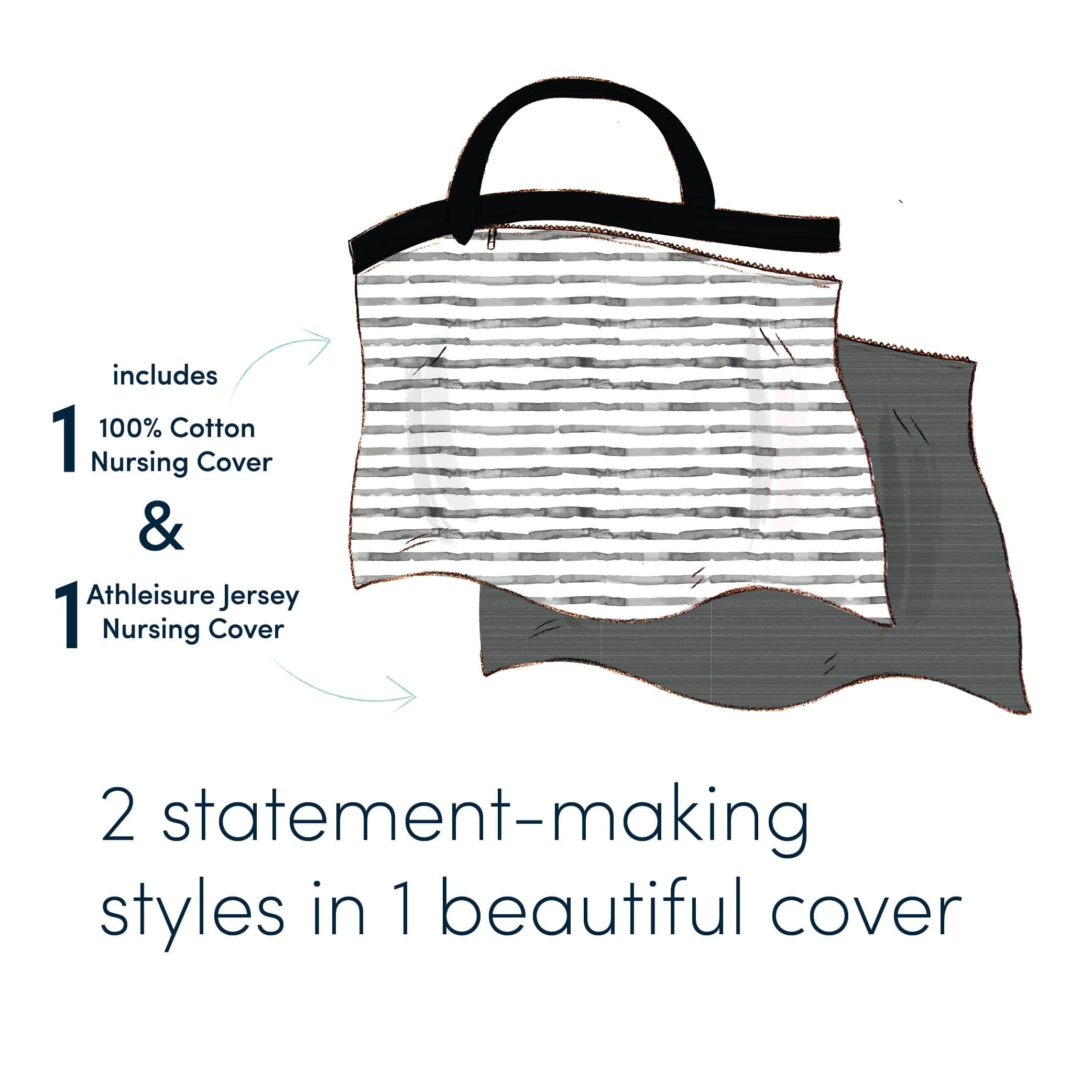 Zip & Switch Nursing Cover - Grey & Stripes Nursing Cover Bebe au Lait