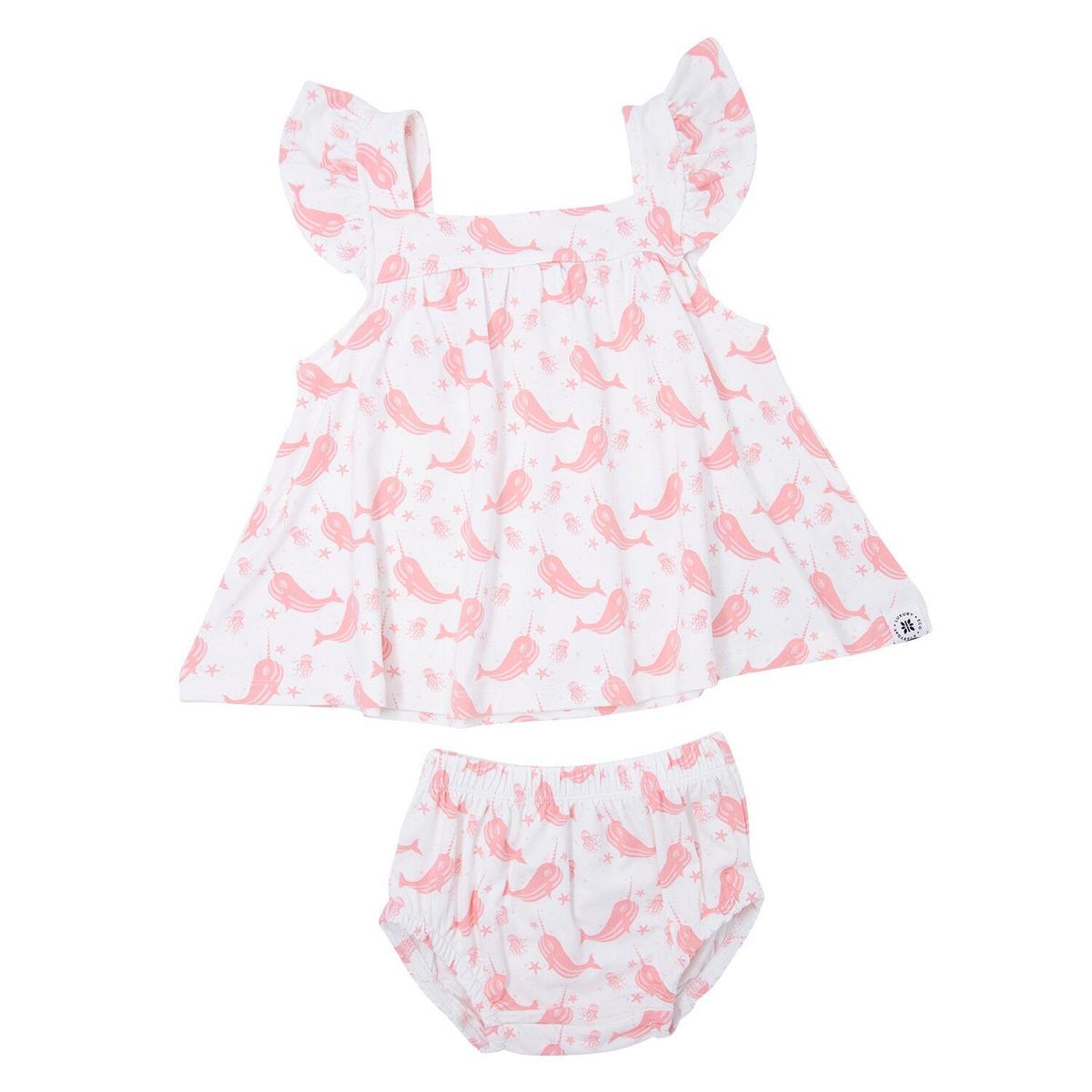 Ruffle Dress & Bloomer - Narwhal Pink