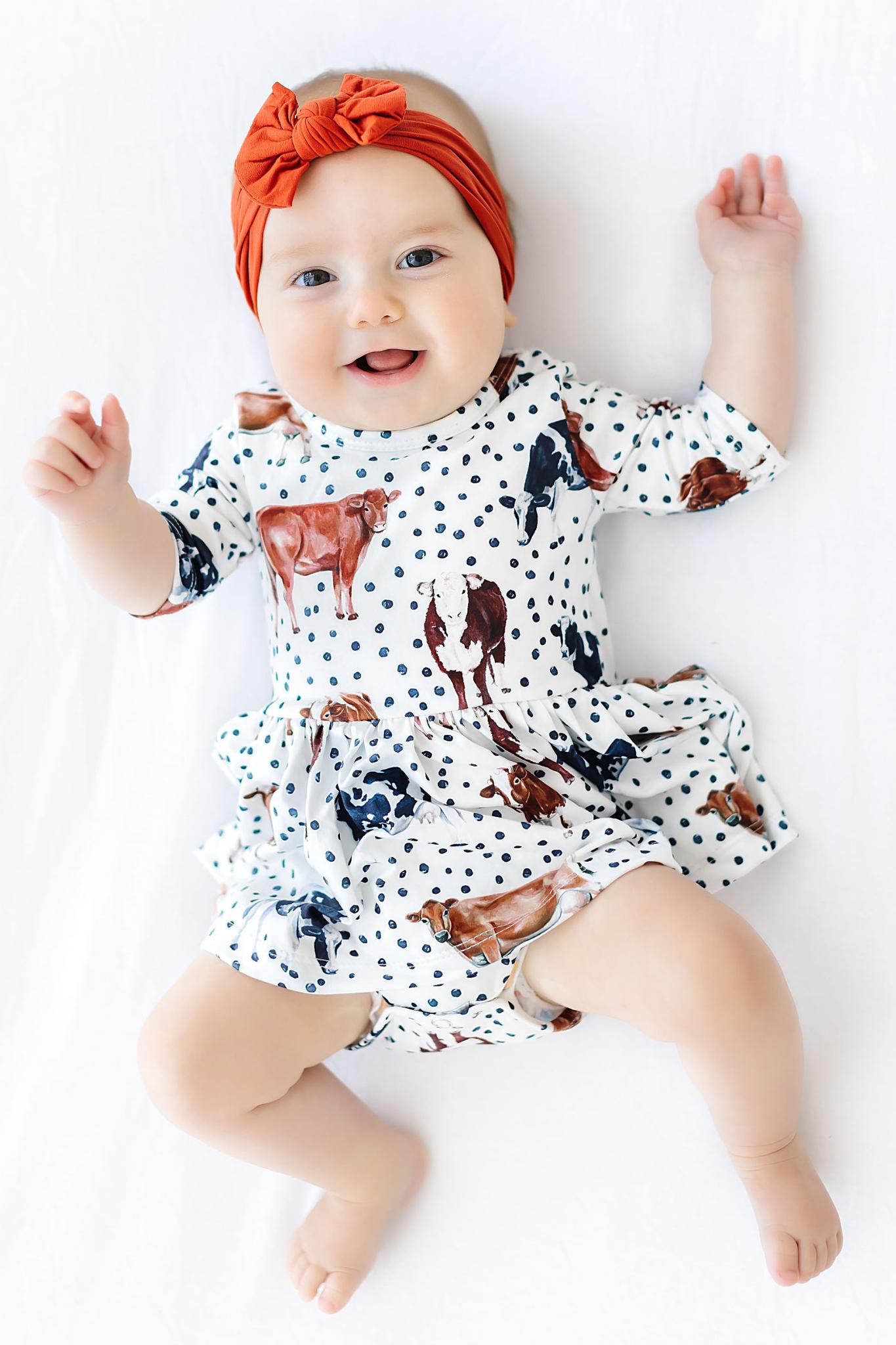 SALE Moo Meadows 3/4 Sleeve Twirl Bodysuit