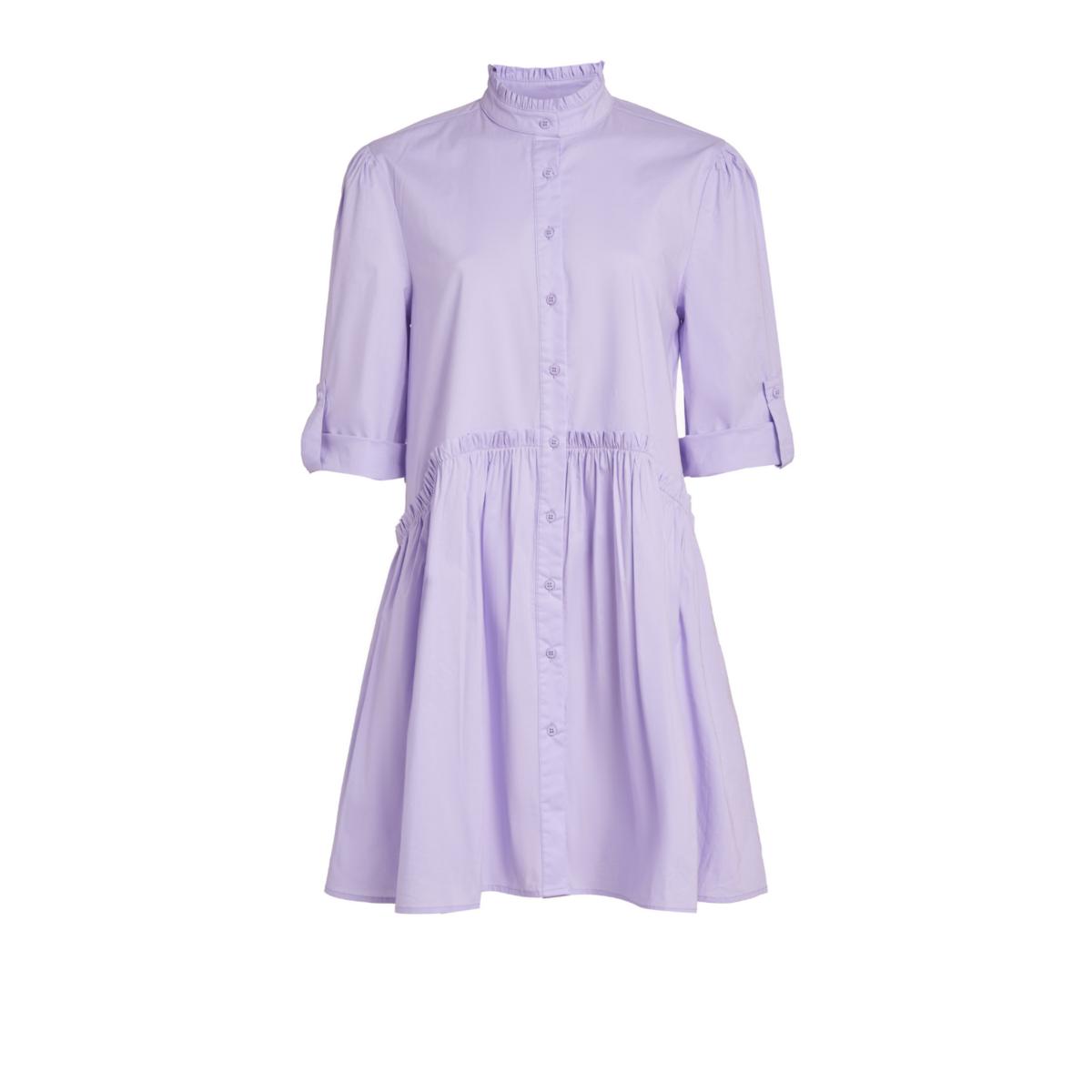 Cammie Ruffle Shirt Dress - Lavender