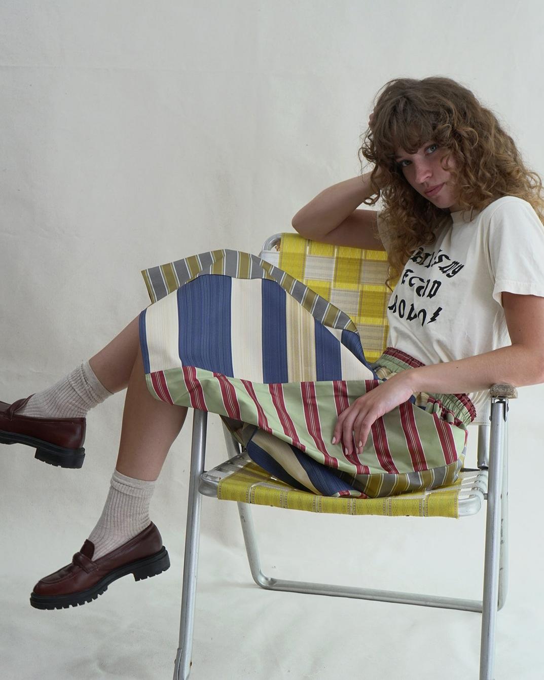 Mixed Upholstry Deadstock Satin Dirndl Skirt - Multi