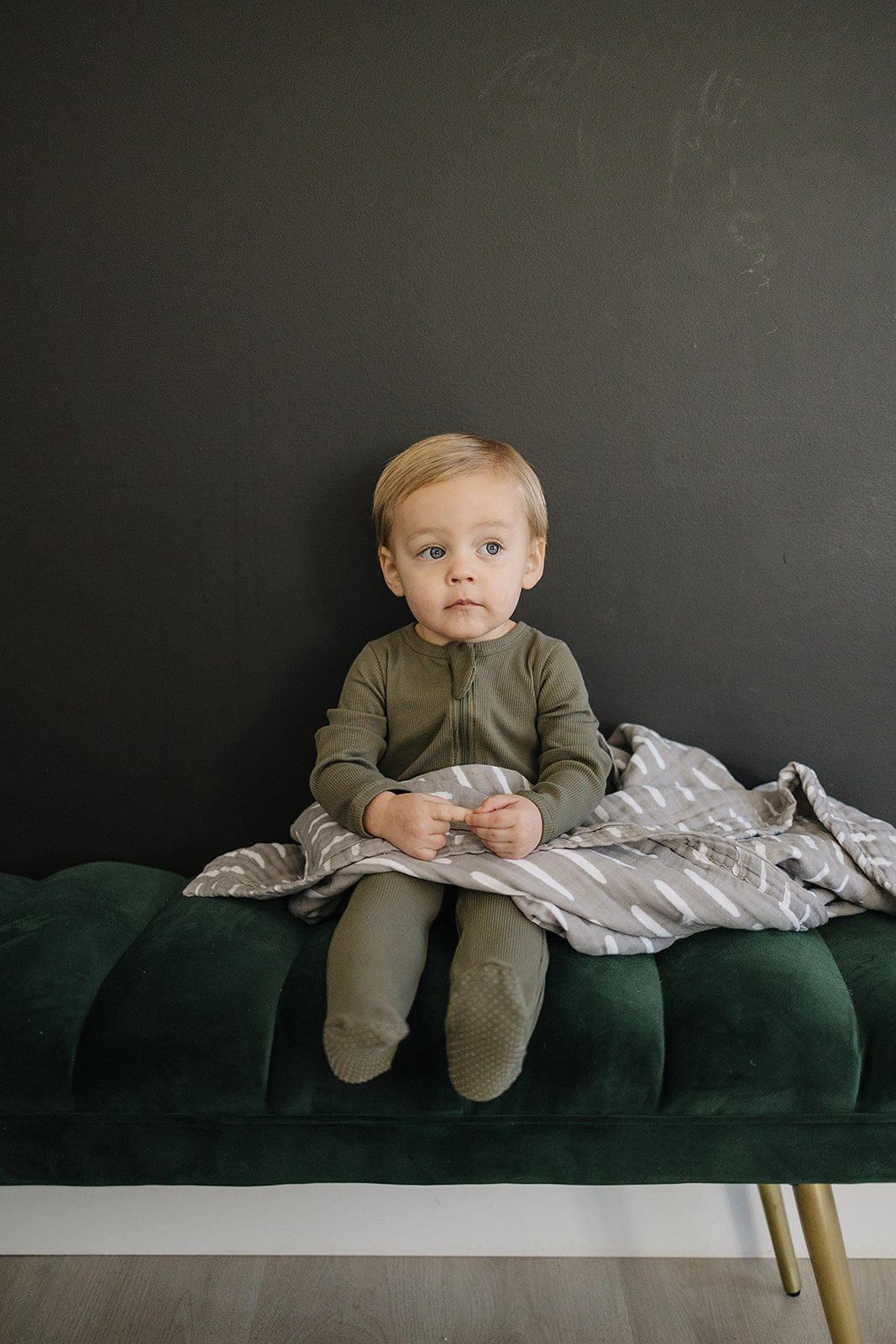 Grey Dash Muslin Quilt Mebie Baby