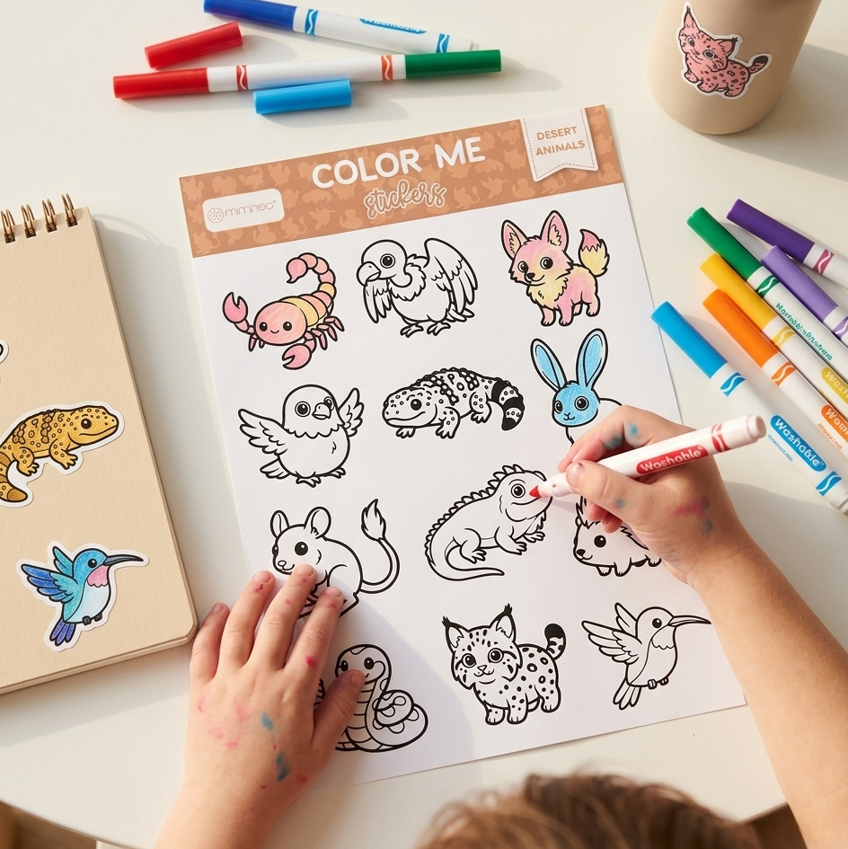 Desert Animal Color Me Sticker Sheet