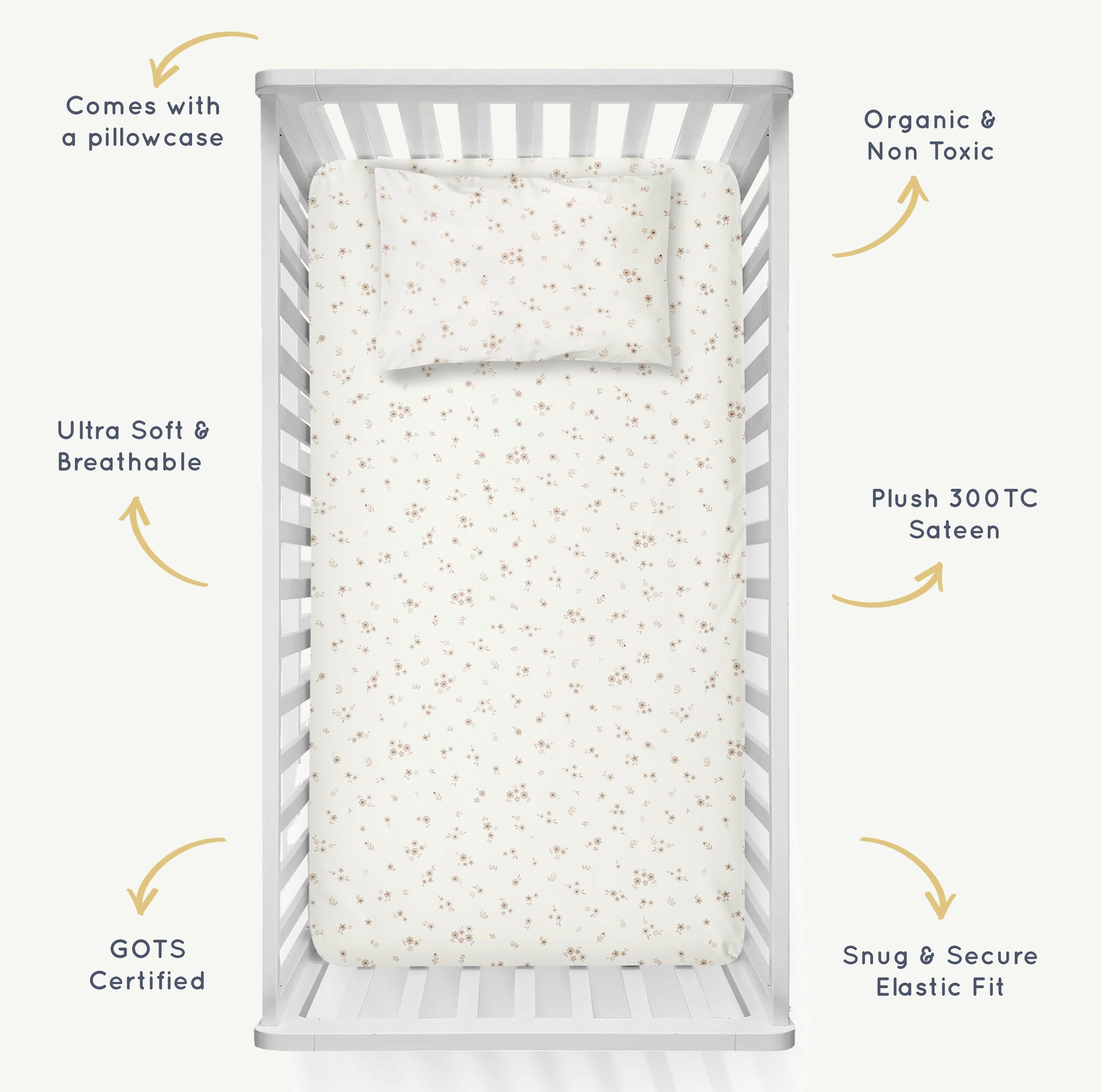 Organic Crib Sheet - Bloom Crib Sheet Makemake Organics
