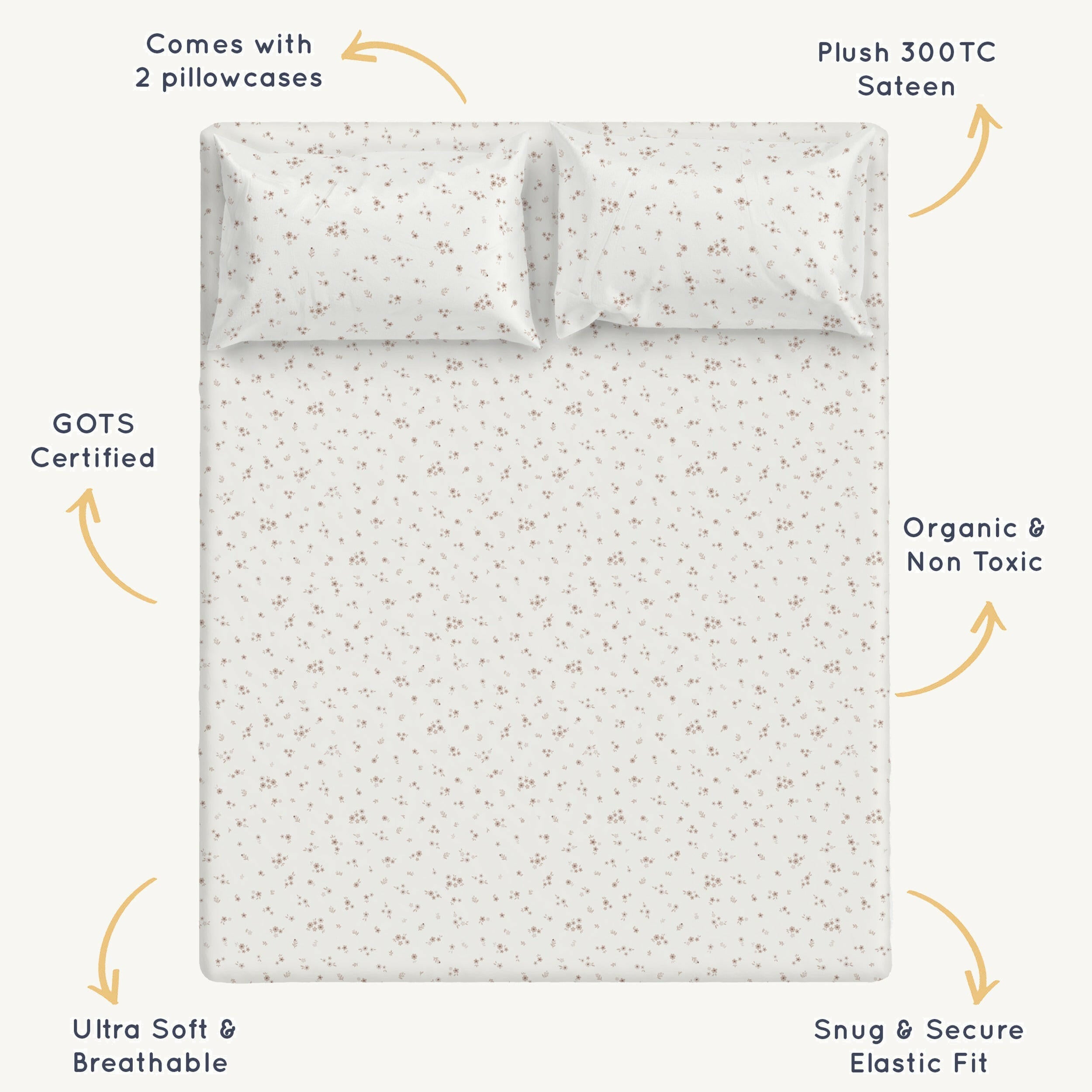 Organic Cotton Sheet Set - Bloom Sheet Set Makemake Organics