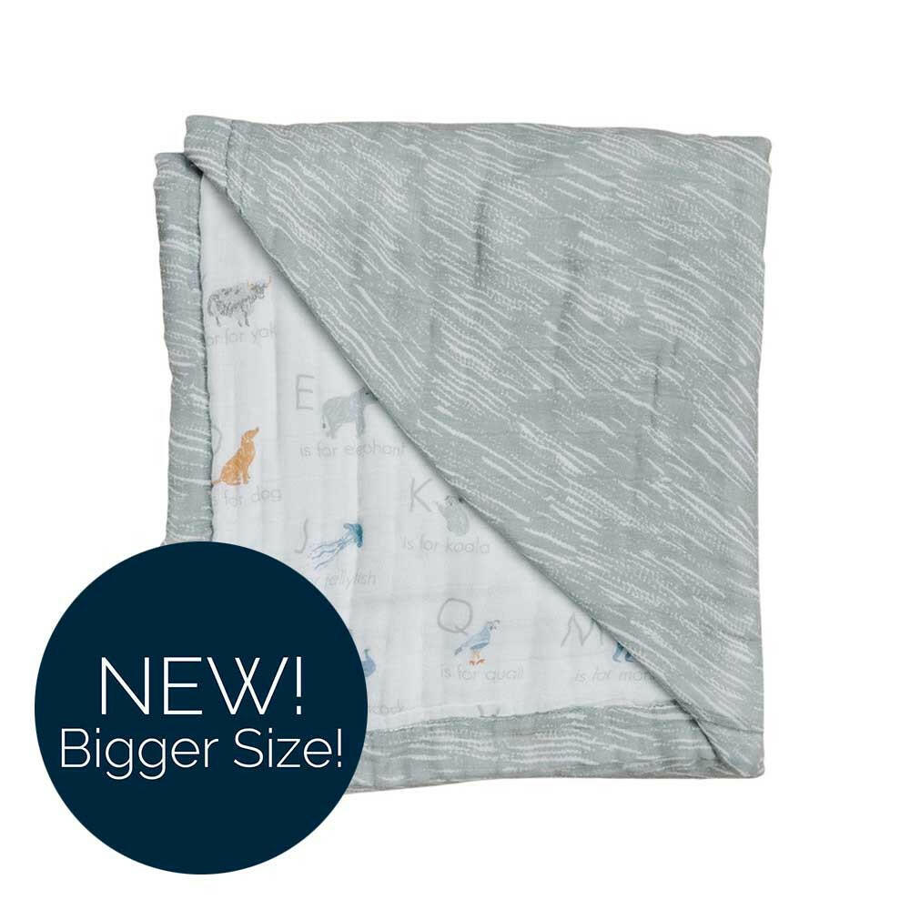 Animal Alphabet + Grey Crayon Oh So Soft Muslin Super Snuggle Blanket Super Snuggle Blanket Bebe au Lait