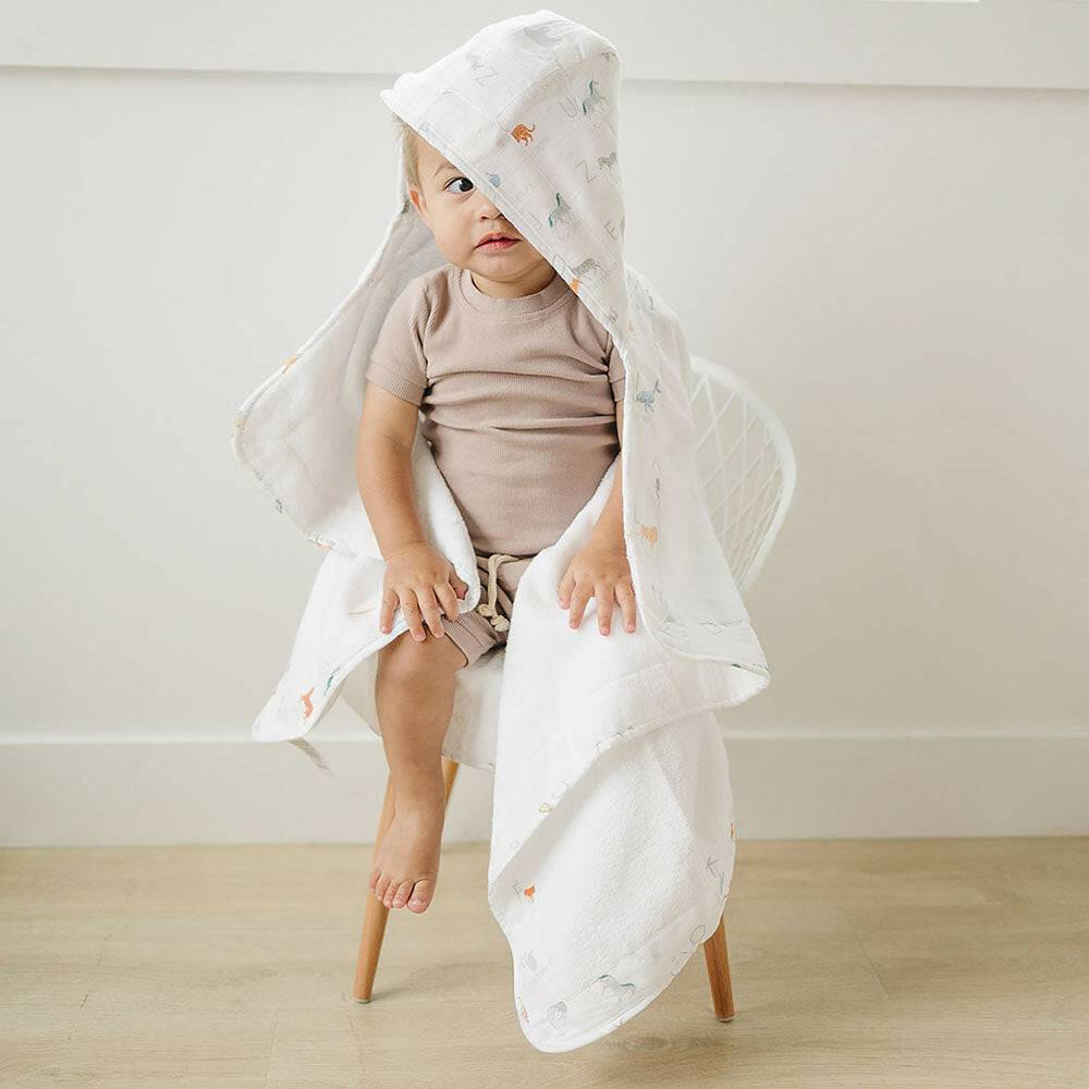 Animal Alphabet Baby Hooded Towel Hooded Baby Towel Bebe au Lait