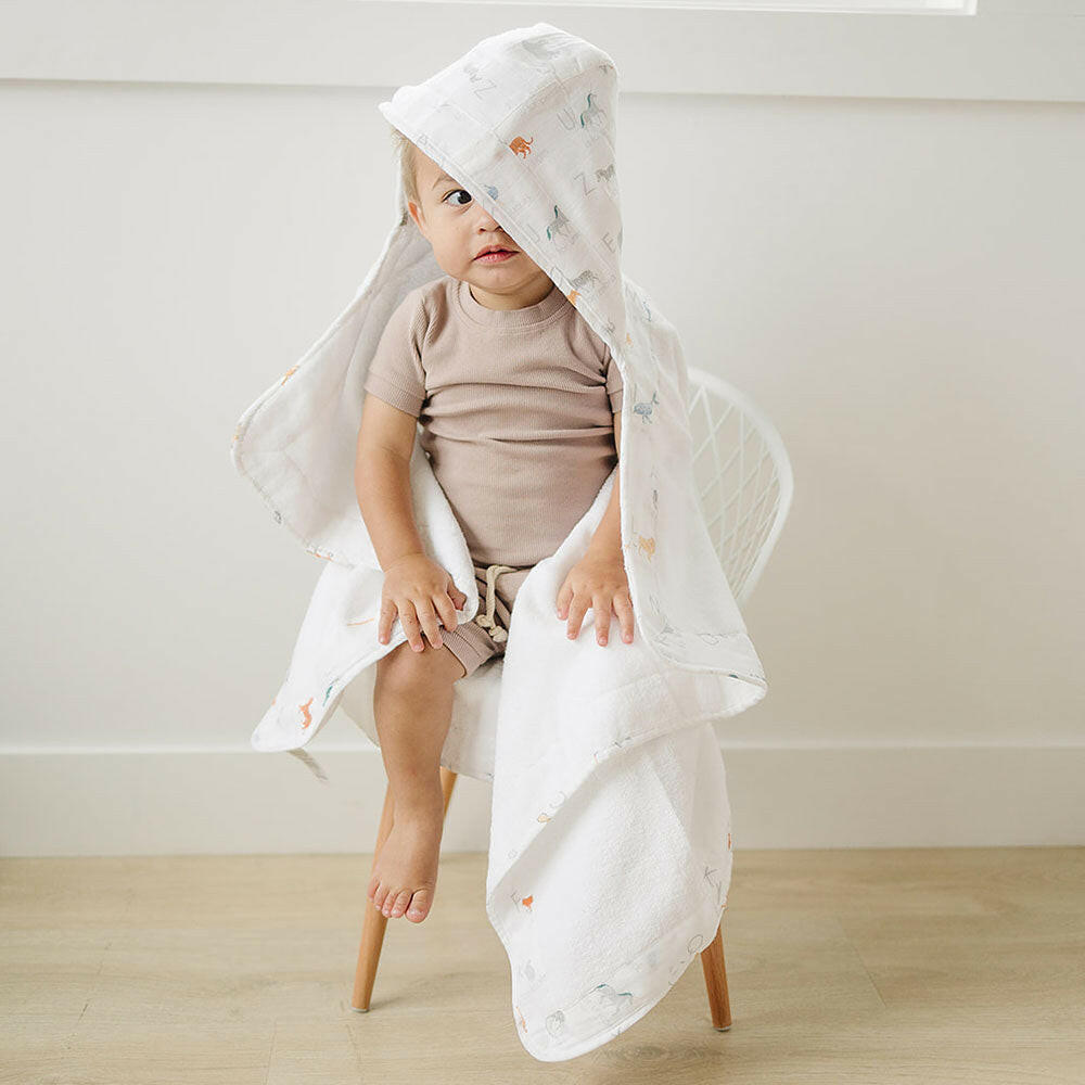 Animal Alphabet Toddler Hooded Towel Hooded Toddler Towel Bebe au Lait