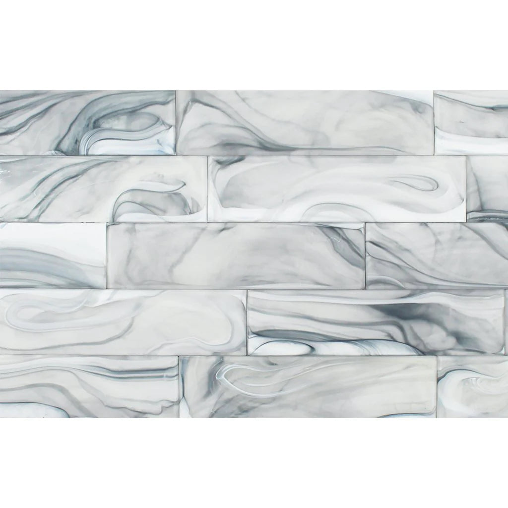 Cumulus Blue 3"x12" Glass Subway Tile Clouds 2.0 Series - Aquatica Collection