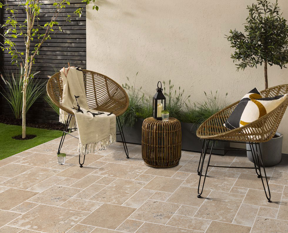 Travertine Aspendos Beige Pattern Tumbled Pavers - Belair Collection