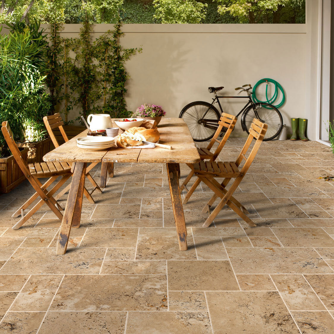Travertine Aspendos Beige Pattern Tumbled Pavers - Belair Collection