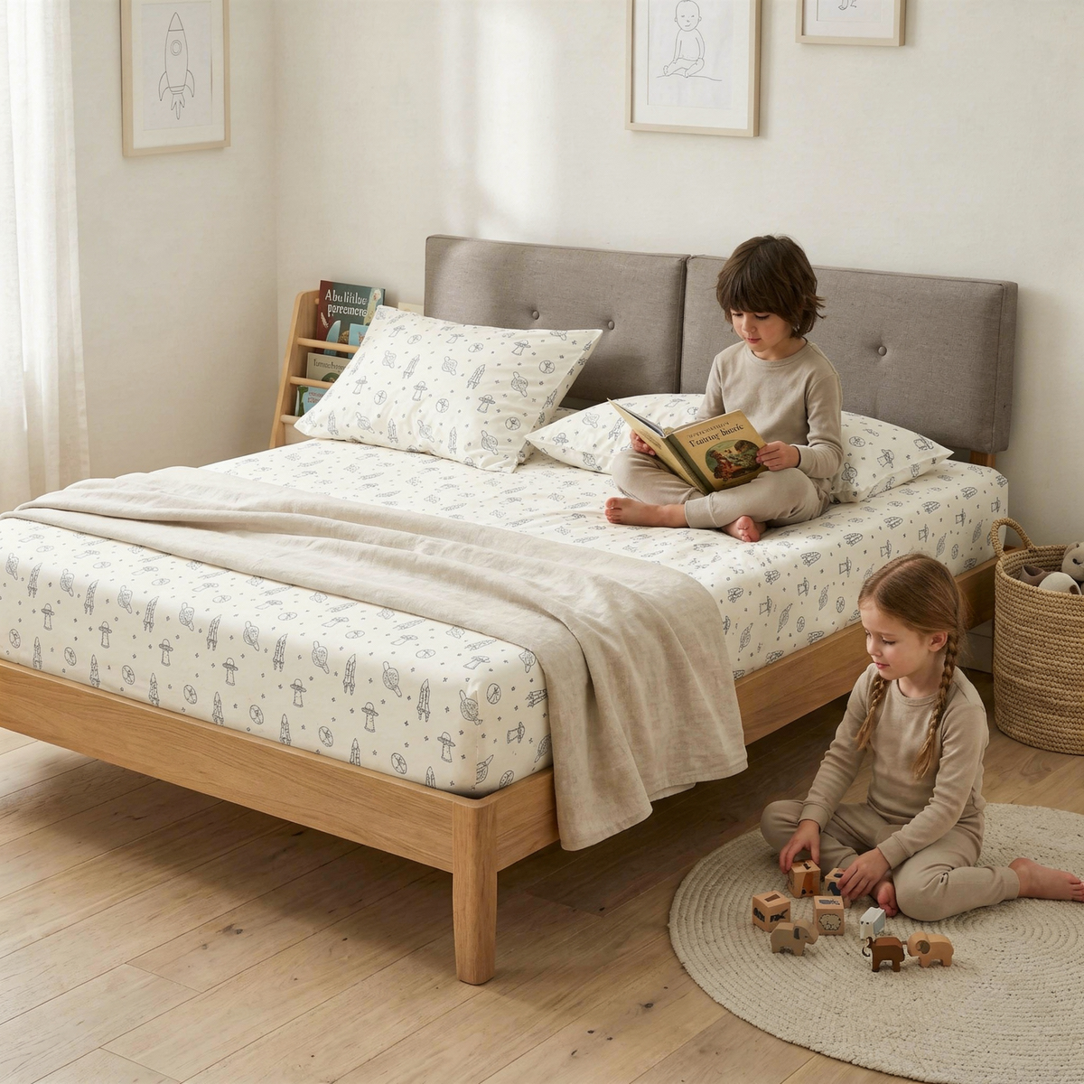 Organic Kids Fitted Sheet - Astro