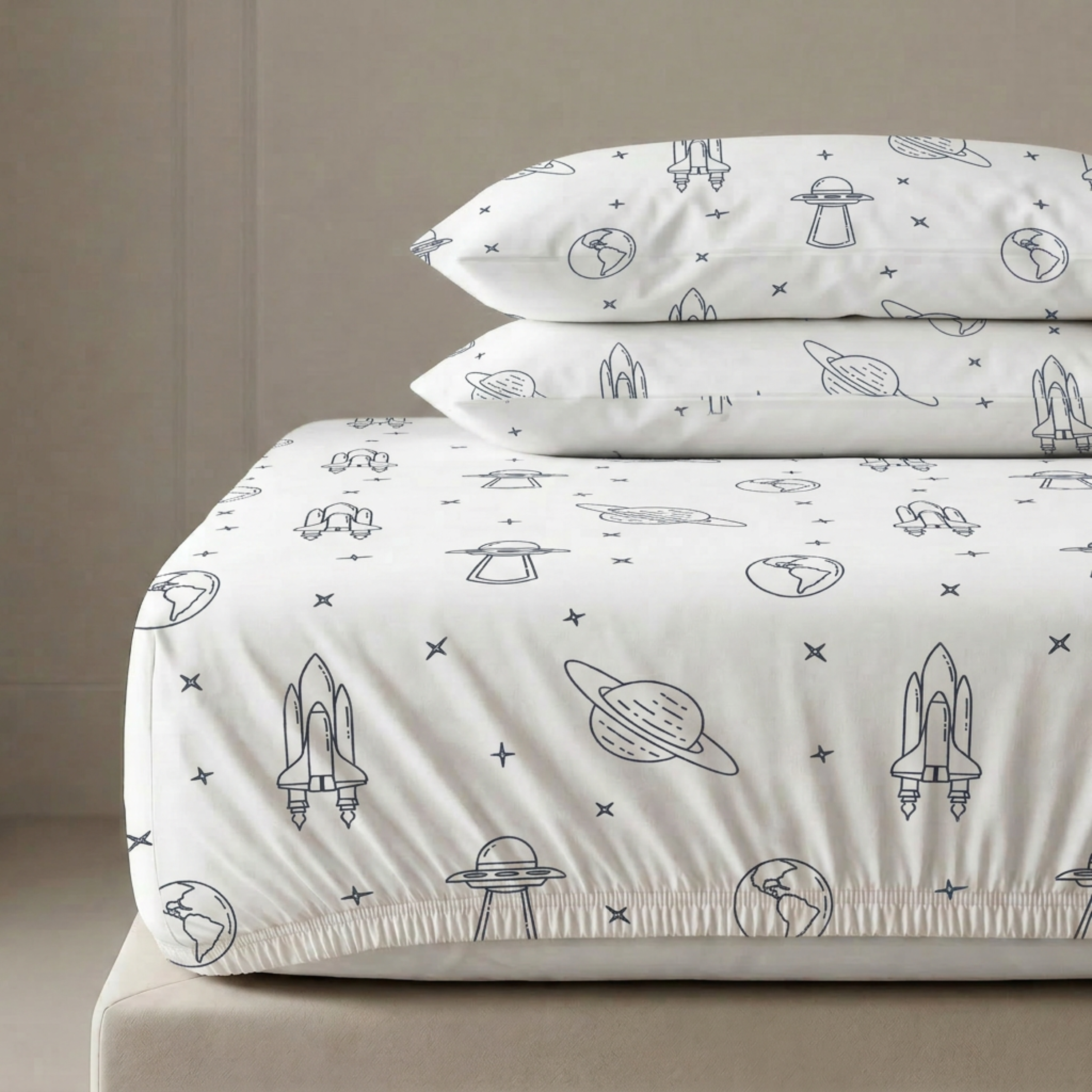 Organic Kids Fitted Sheet - Astro