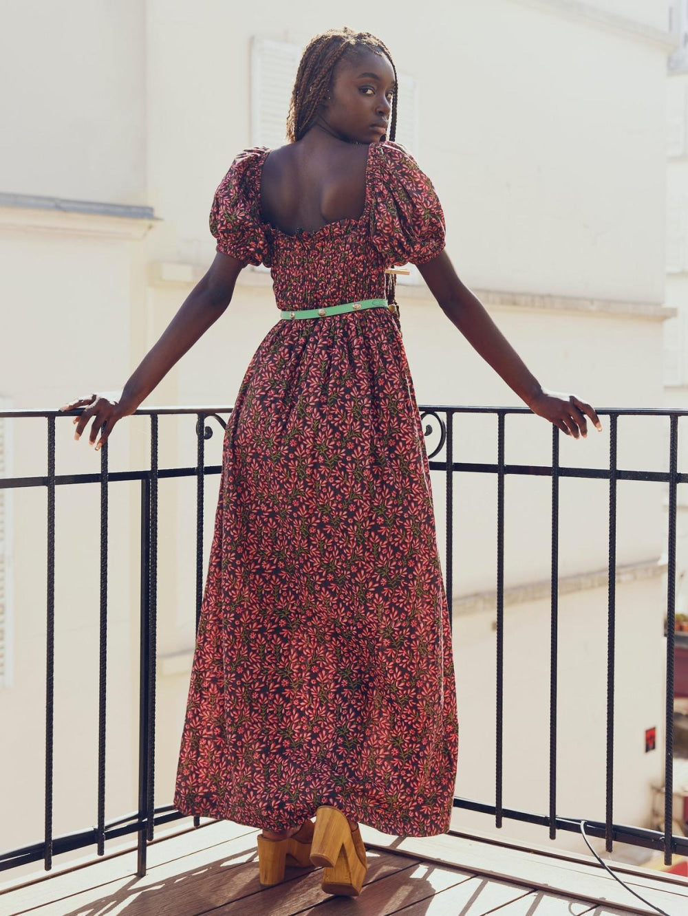 Aurora Puff Sleeve Maxi Dress - Faded Onyx/Light Ruby Floral - FINAL SALE